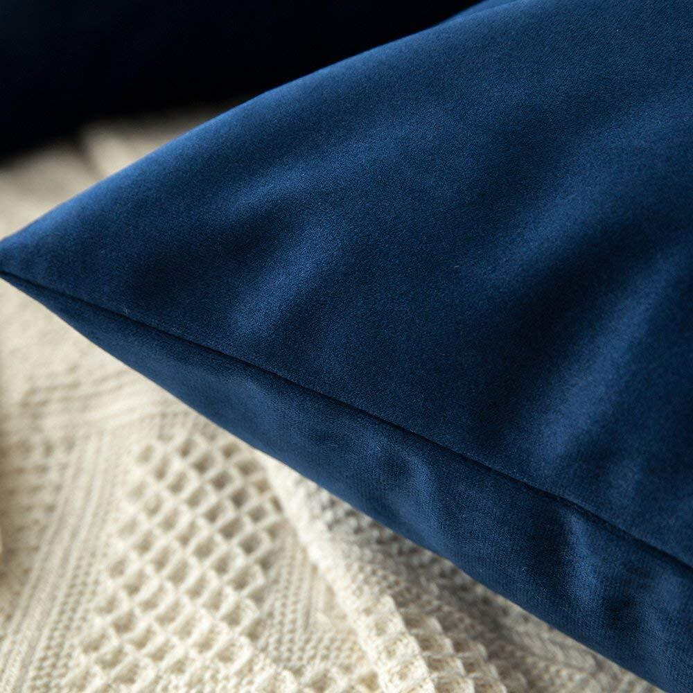 Khooti Velvet Cushion Cover, 20x20 (Blue)(Pack of 3)