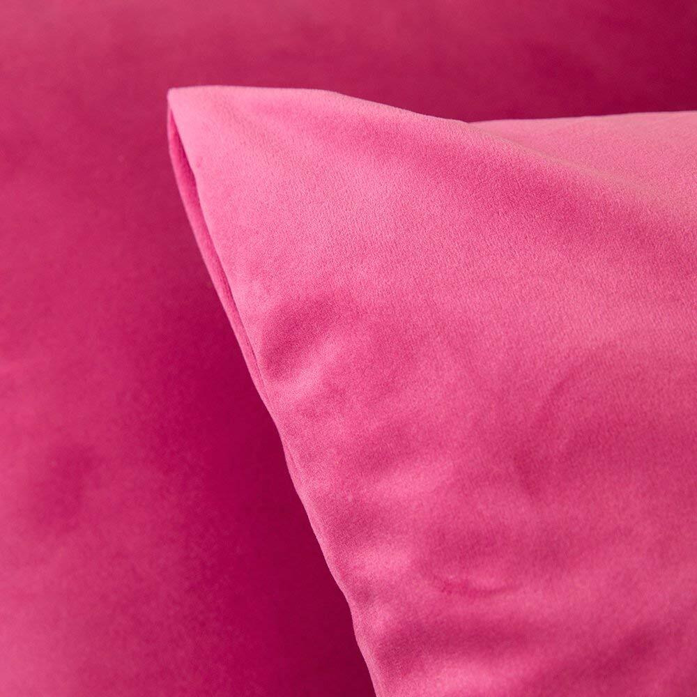 Khooti Velvet Cushion Cover, 26x26 (Pink)(Pack of 3)