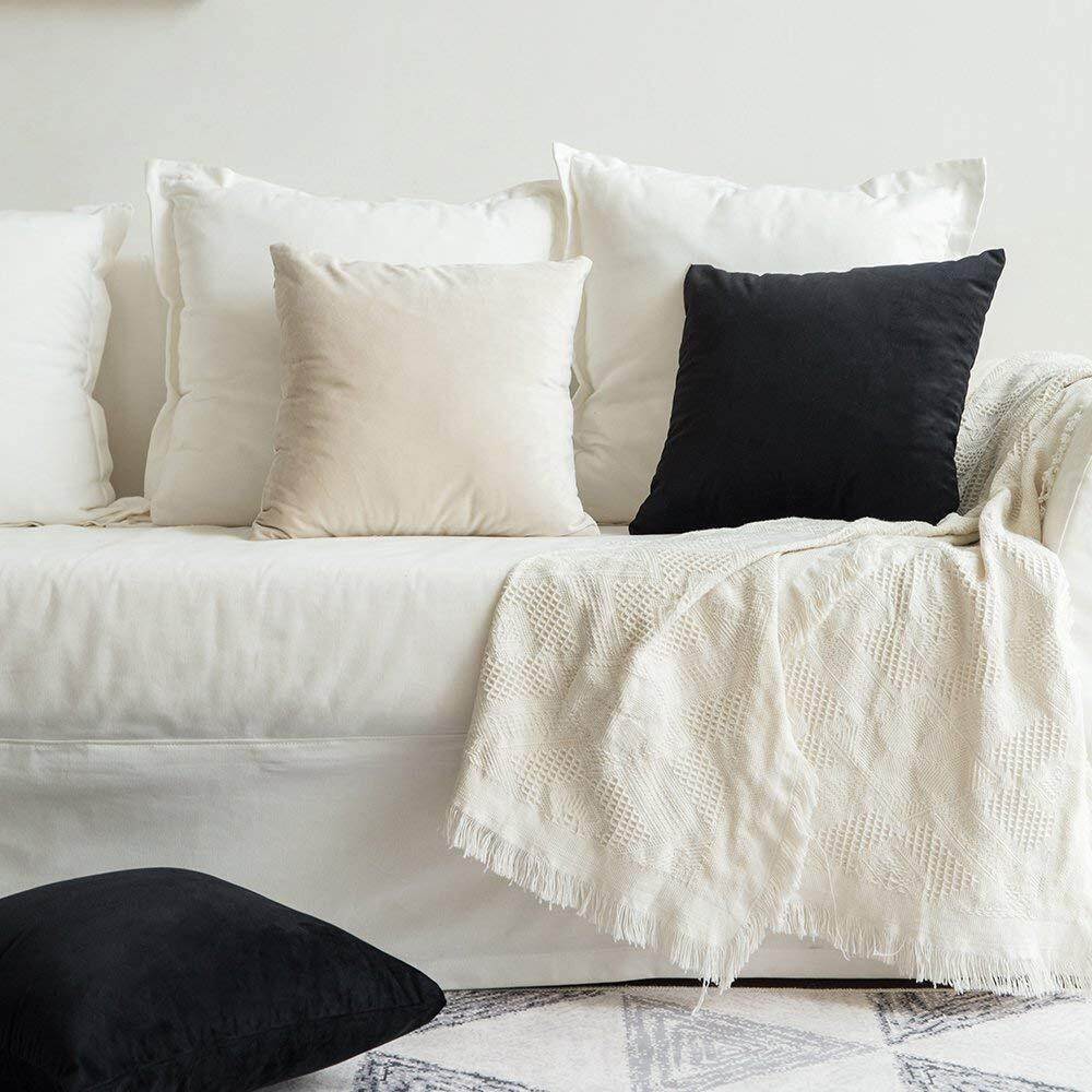 Khooti Velvet Cushion Cover, 22x22 (Black)(Pack of 5)