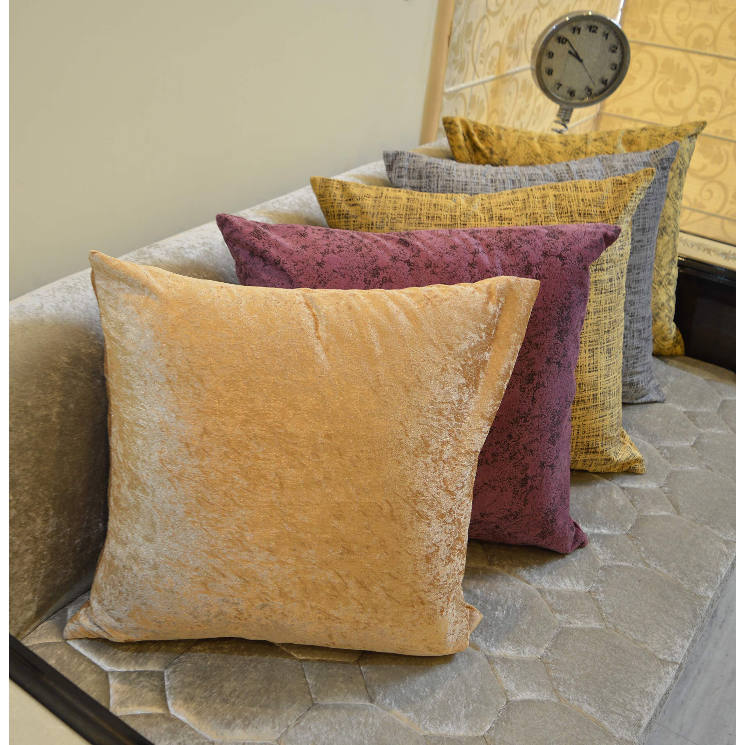 Khooti Sparkle Velvet Cushion Cover, 26x26 (Copper Gold)(Pack of 3)