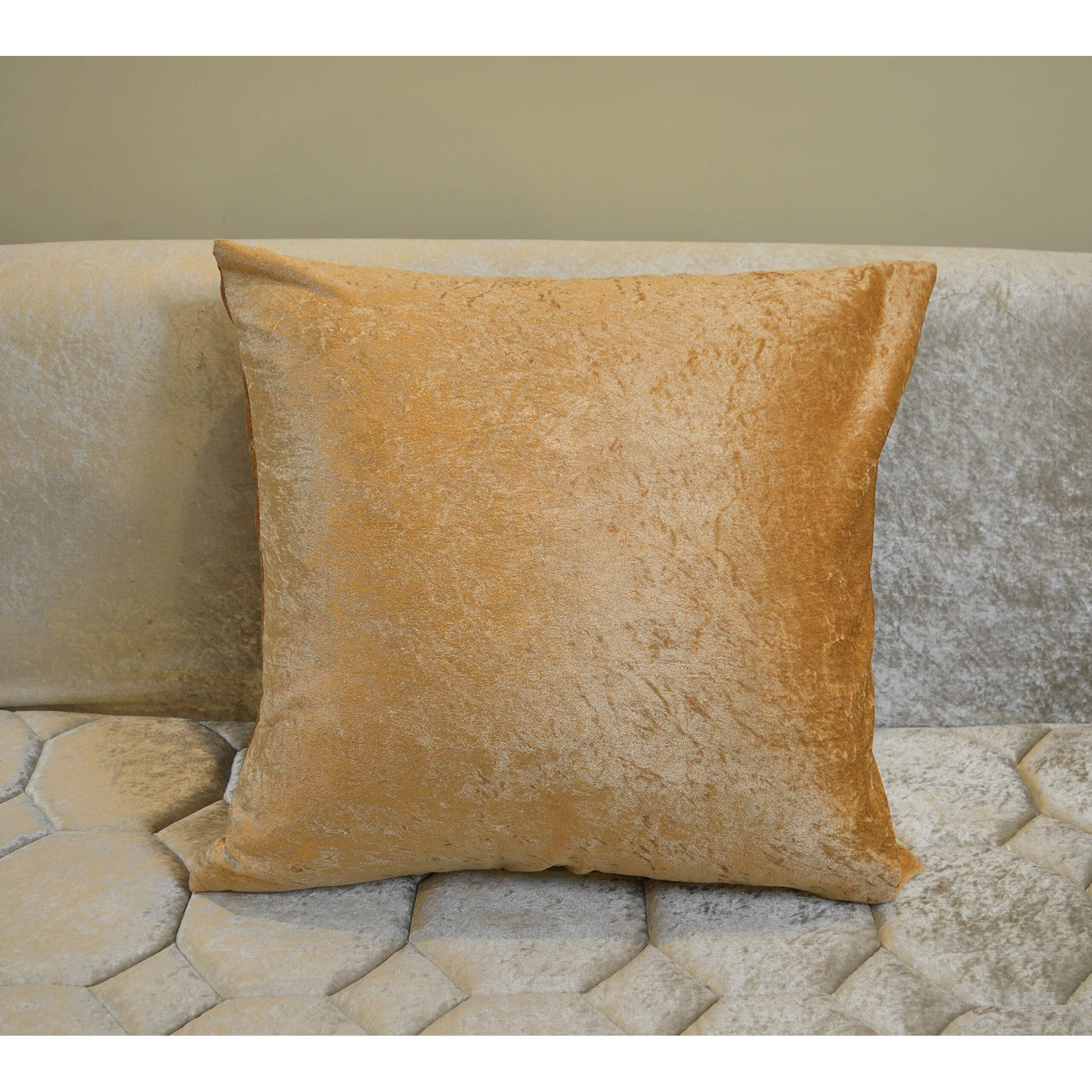 Khooti Sparkle Velvet Cushion Cover, 24x24 (Copper Gold)(Pack of 3)