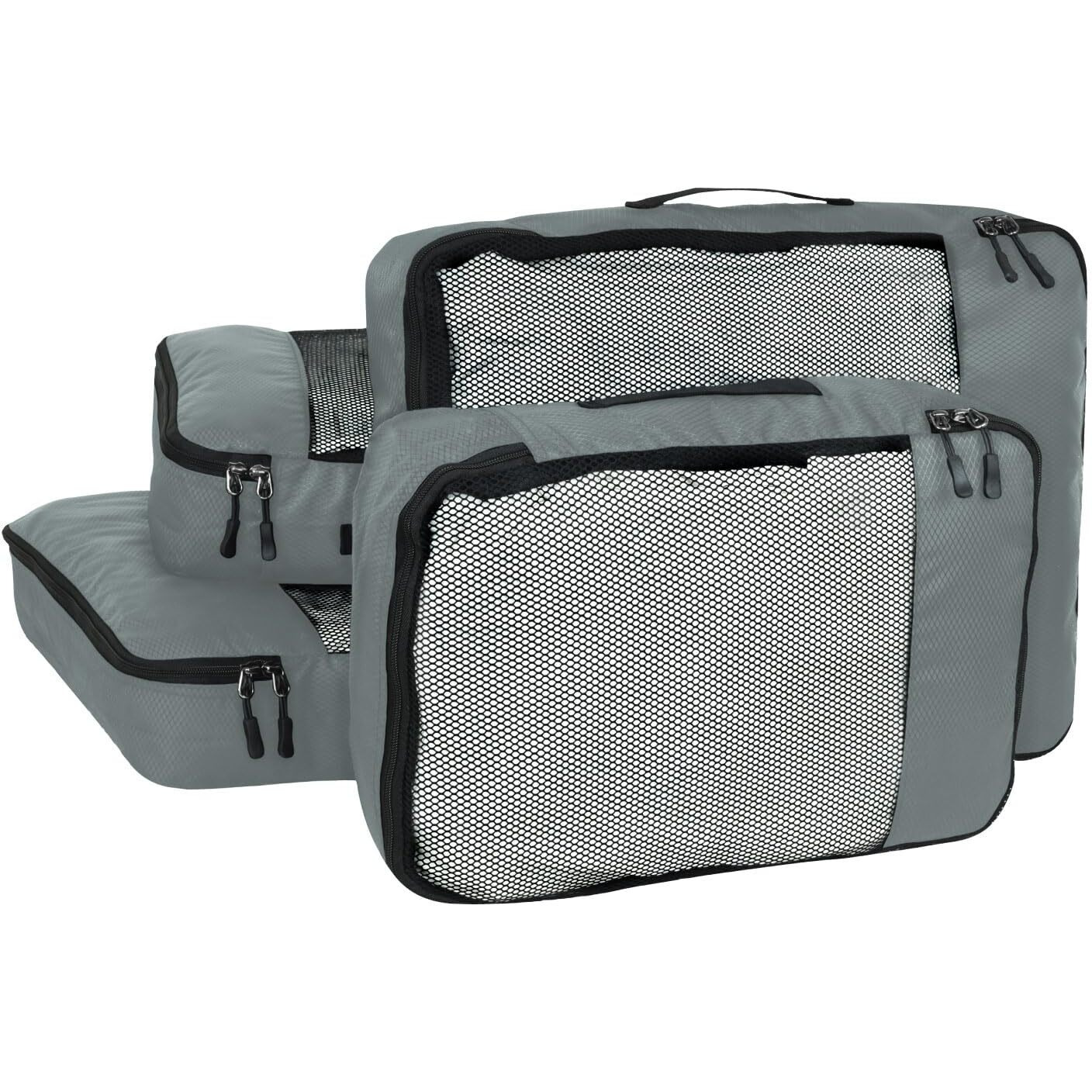 Fatmug Packing Cubes Travel Pouch Bag/Clothes Organiser Set Of 4 (2 Large And 2 Medium) - Grey - Polyester