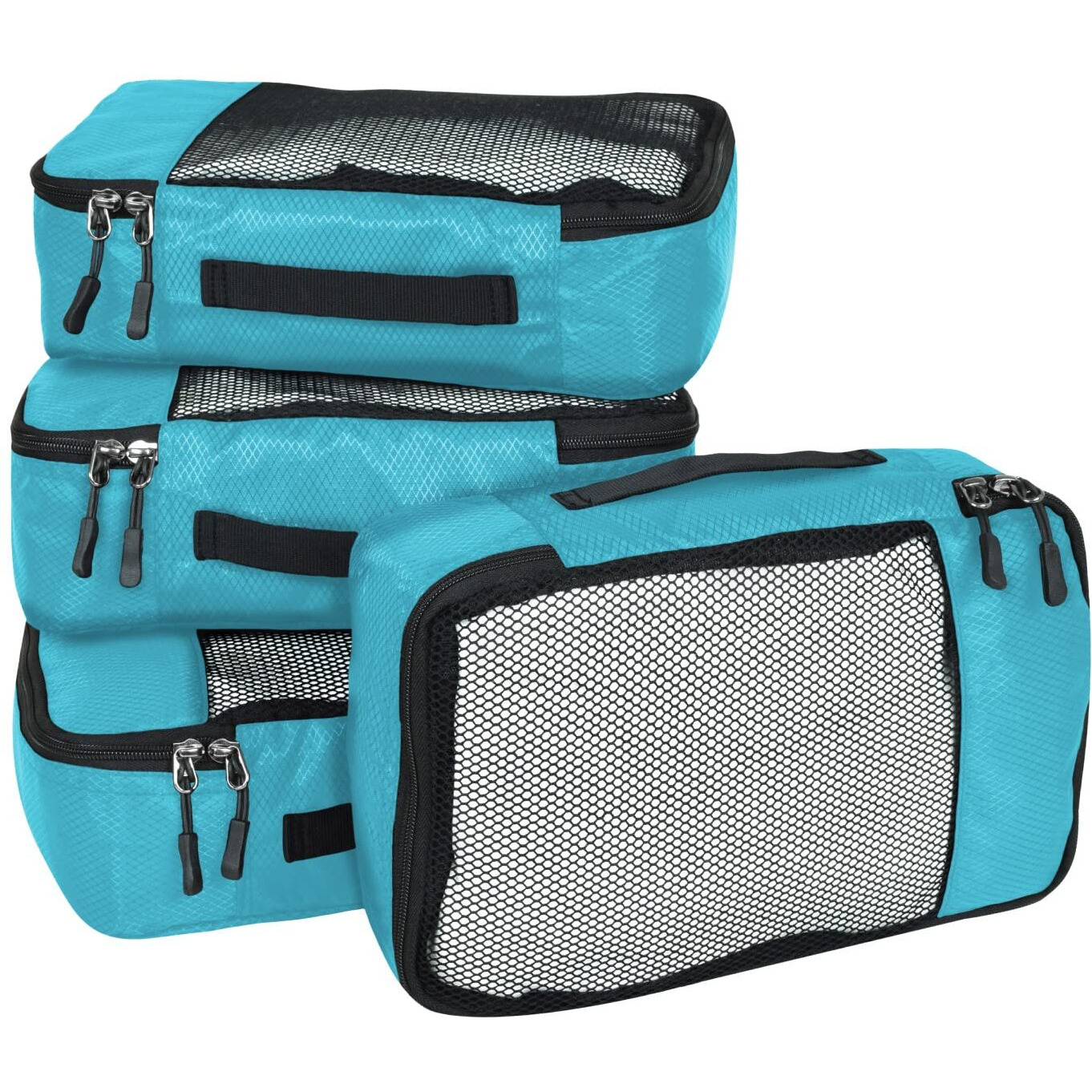 FATMUG Packing Cubes/Travel Pouch/Bagpack Suitcase Organiser Set of 4 - Small Size - Sky Blue