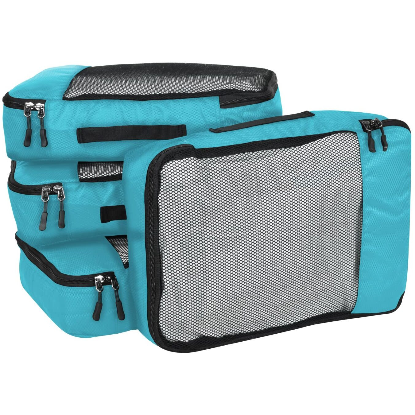 FATMUG Polyester Packing Cubes/Travel Pouch/Bag Suitcase Luggage Organiser Set of 4-Medium Size- Sky Blue