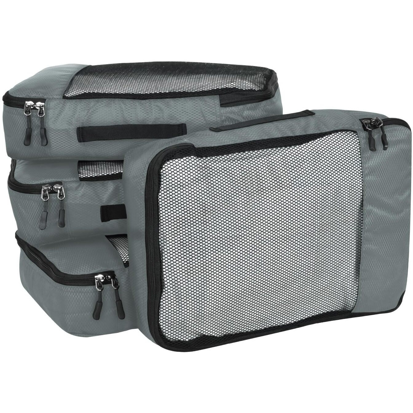 FATMUG Packing Cubes/Travel Pouch/Bag Suitcase Luggage Organiser Set of 4 - Medium Size - Grey (Polyester)
