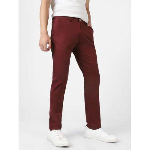 Urbano Fashion Men s Dark Maroon Cotton Slim Fit Casual Chinos Trousers Stretch (chino-drmaroon-32-fba)