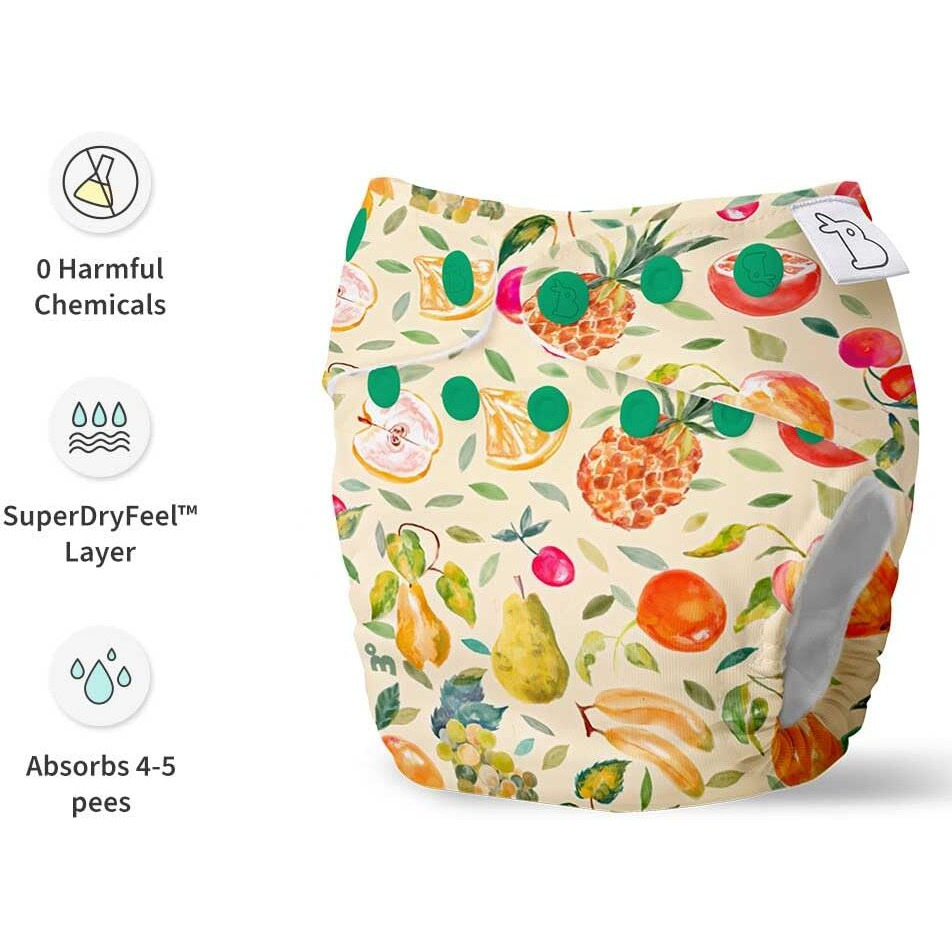 SuperBottoms UNO Freesize Cloth Diaper | Cloth diaper for babies 3M to 3Y | Washable & Reusable cloth diaper | Comes with cloth diaper insert | 1 Organic cotton Soaker (Fruit Burst)