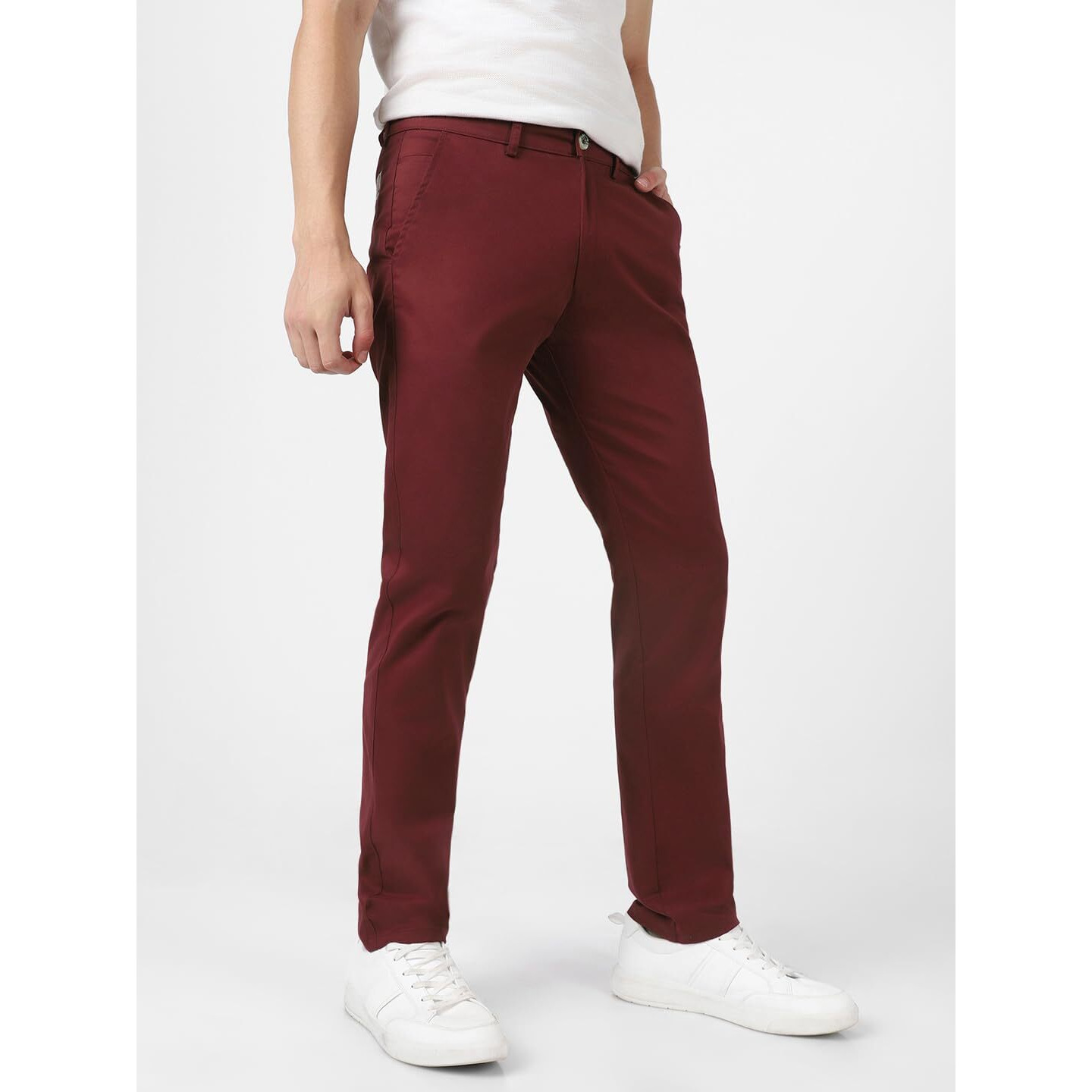 Urbano Fashion Men s Dark Maroon Cotton Slim Fit Casual Chinos Trousers Stretch (chino-drmaroon-28-fba)