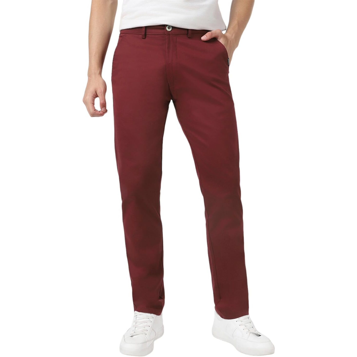 Urbano Fashion Men s Dark Maroon Cotton Slim Fit Casual Chinos Trousers Stretch (chino-drmaroon-30-fba)