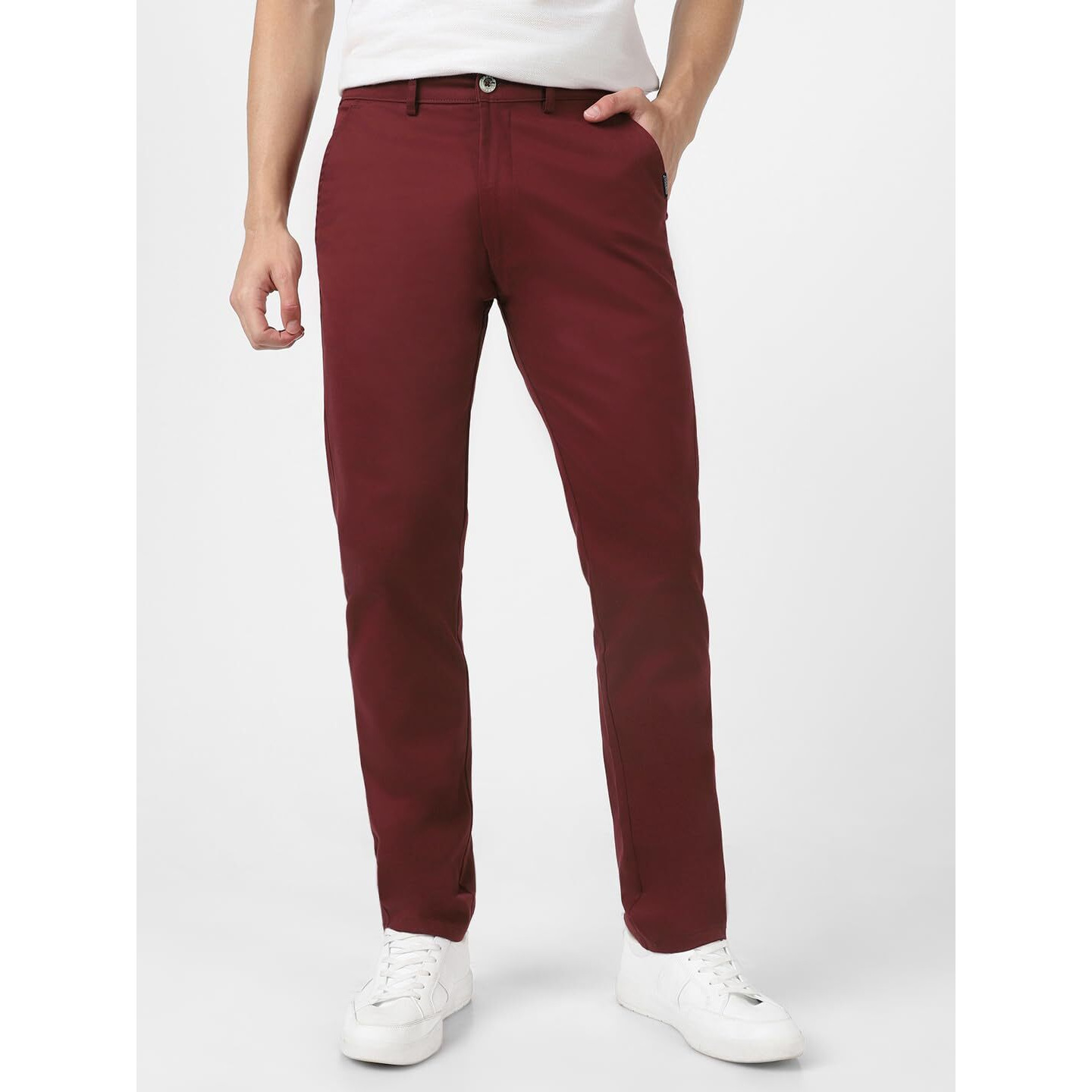 Urbano Fashion Men s Dark Maroon Cotton Slim Fit Casual Chinos Trousers Stretch (chino-drmaroon-30-fba)