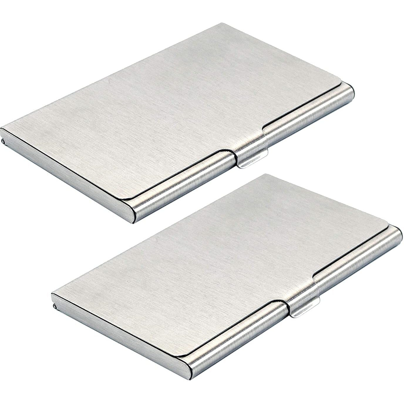 DAHSHA Men s & Women s Stainless Steel Pocket ATM Visiting Credit Card Business Card Case Holder - Silver ( Pack of 2)
