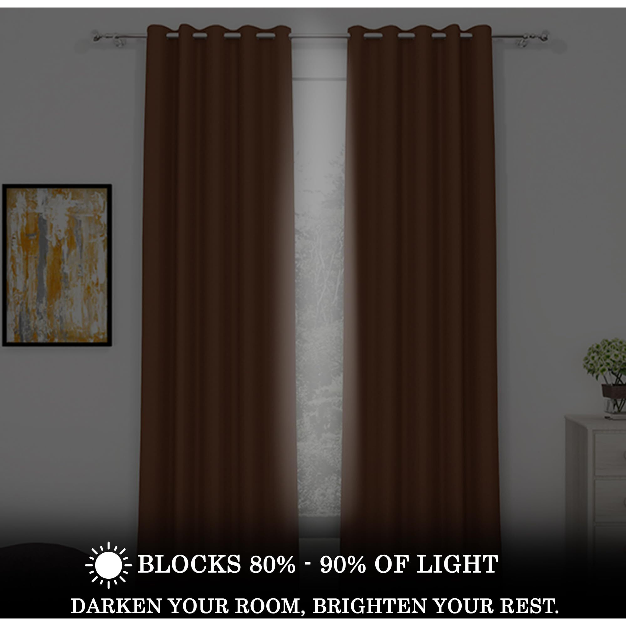 Story@Home Blackout Long Door Curtains 9 Feet Set of 2 | Plain Printed | 85% Room Darkening | Thermal Insulated Curtains | Curtain for Living Room | (116 x 275 cm, Brown) | Perfect for Home Decor