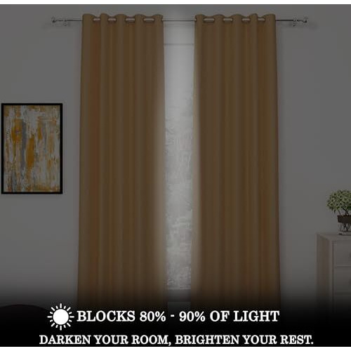 Story@Home Blackout Long Door Curtains 9 Feet Set of 2 | Plain Printed | 85% Room Darkening | Thermal Insulated Curtains | Curtain for Living Room | (116 x 275 cm, Mustard) | Perfect for Home Decor
