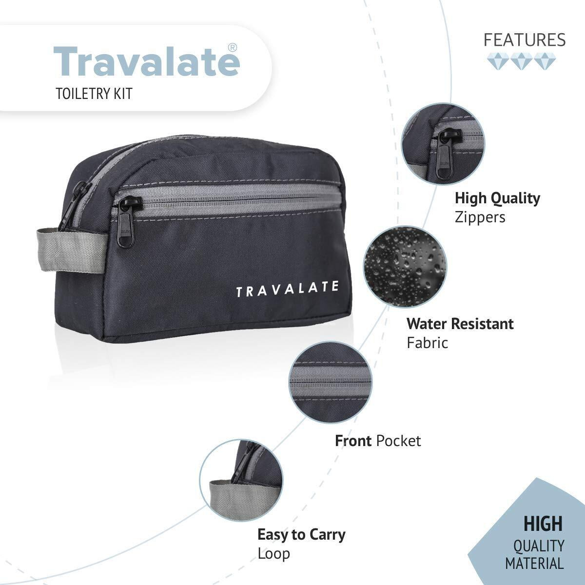 TRAVALATE One Zipper 13 Cms Cosmetic Pouch (L_TR1348_Black)