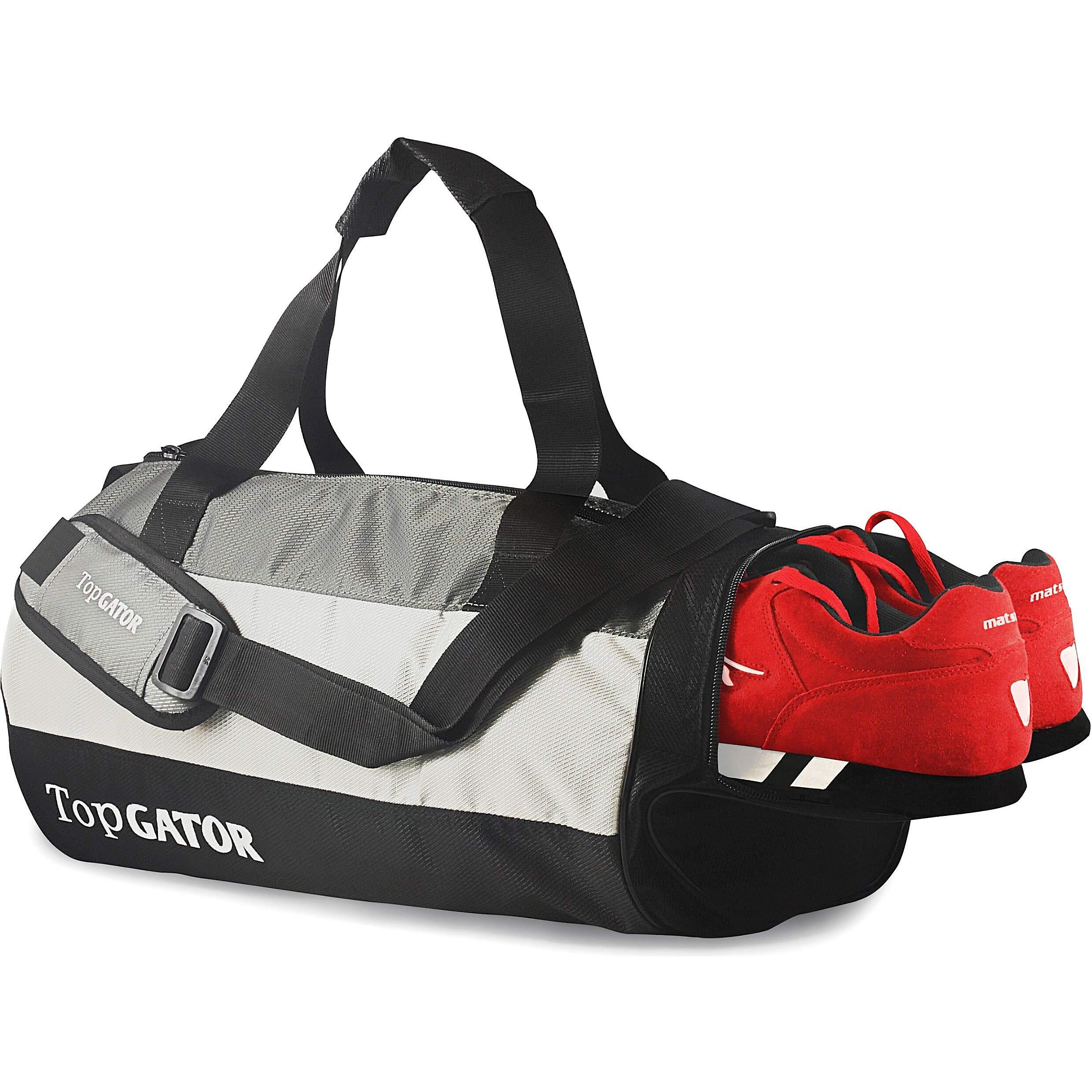 Topgator Polyester Gym Bag Sports Duffel With Shoe Compartment 34 L (Grey/Black), 25 Cm