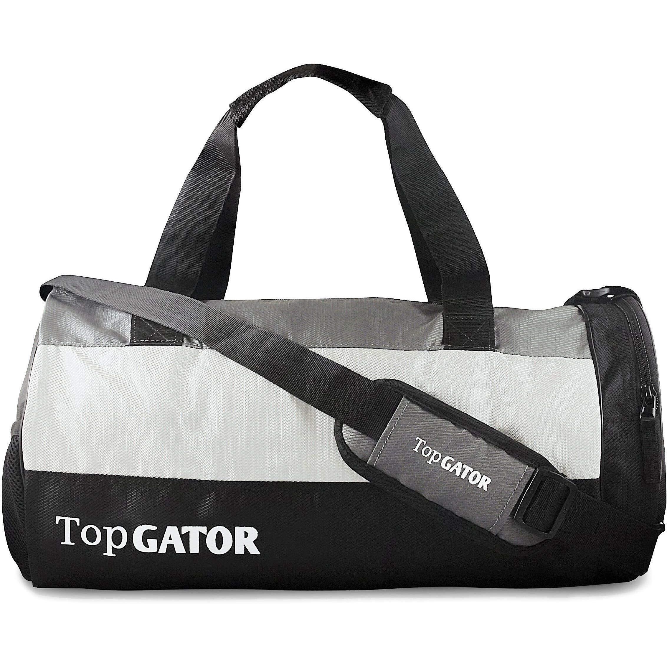 Topgator Polyester Gym Bag Sports Duffel With Shoe Compartment 34 L (Grey/Black), 25 Cm