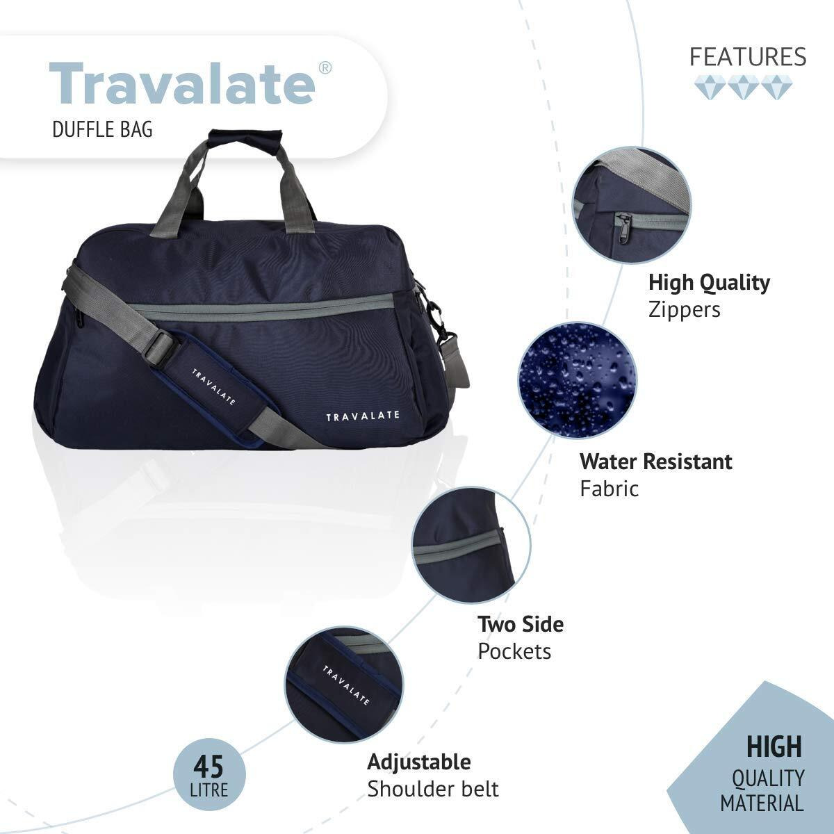 Travalate 45L Waterproof Polyester Duffle Bag, Ultra Light 20 Inch Travel Duffel Bag For Men & Women - Navy Blue (20 X 18 X 11 Inch)