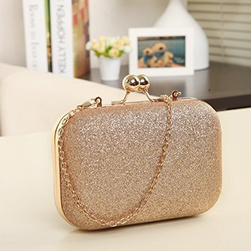 TOOBA Womens Handicraft Beautiful Bling Box Clutch Bag Purse For Bridal, Casual, Wedding Bag for Women & Girls (Sparkling Gold)