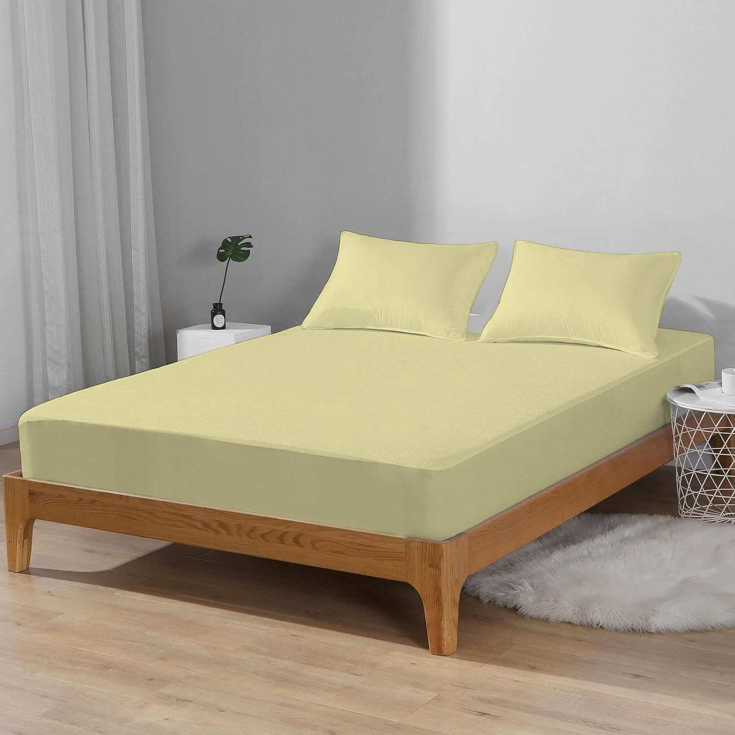 Trance Home Linen Premium 220 GSM+ 72  x 42  Cotton Terry Waterproof Mattress Protector | Elasticated Fitted Style Non-Toxic Bed Protector | Mattresses Cover (72x42 inch | 6x3.5 feet, Yellow)