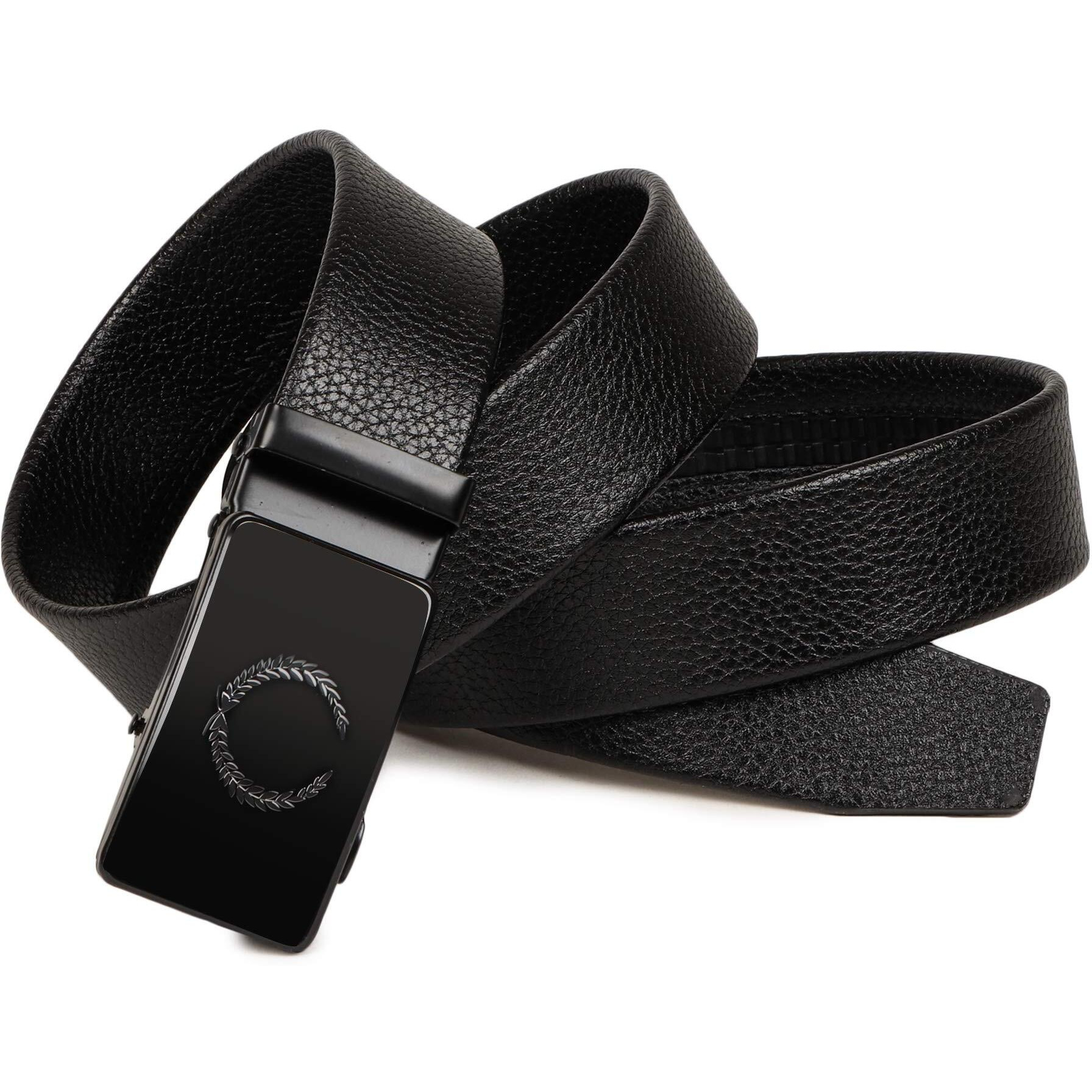 VOGARD Men s Vegan Leather Belt for Men | Formal & Casual | Autolock Buckle,Black | Fit all size upto 40 Inches Waist size (Black 09)