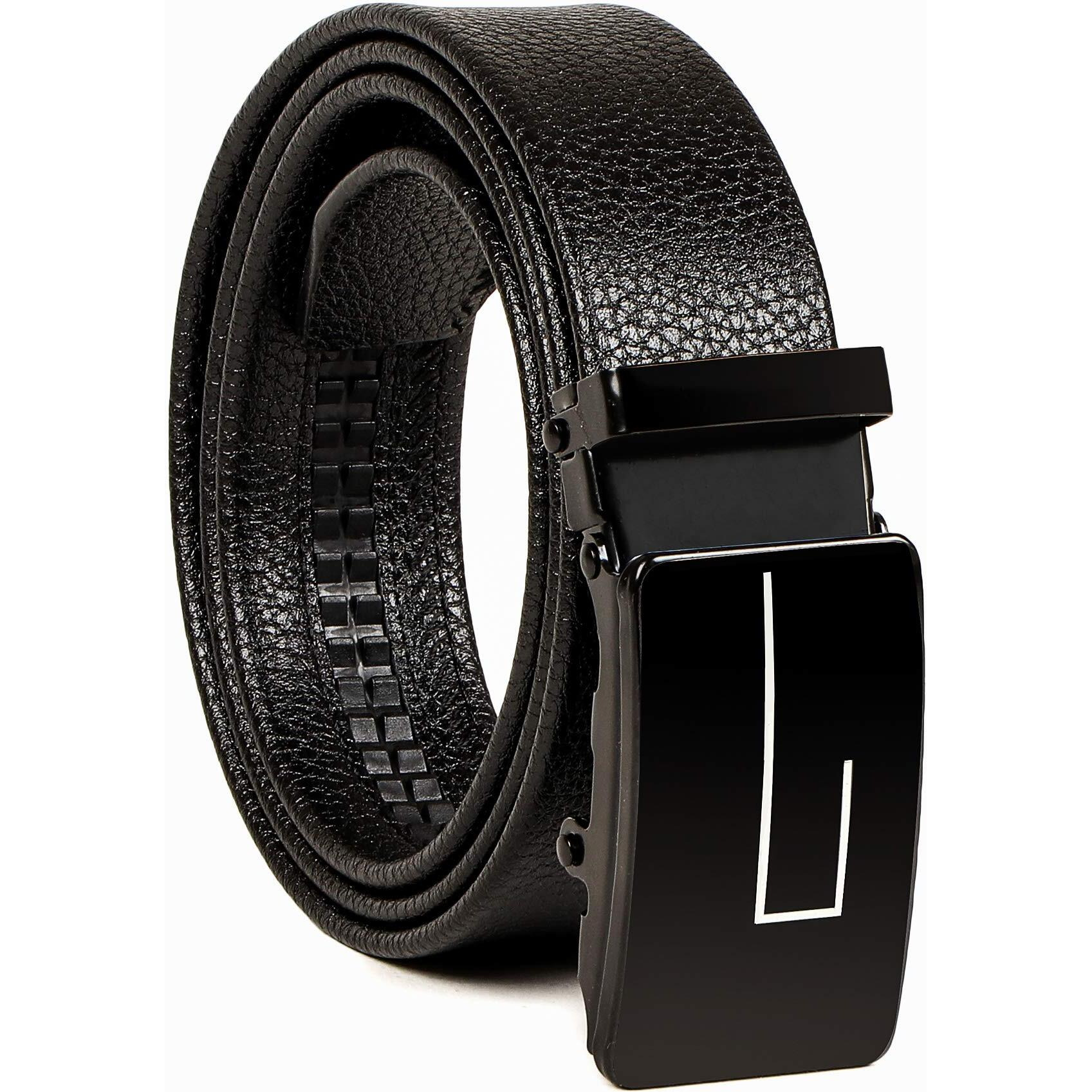 VOGARD Men s Vegan Leather Belt for Men | Formal & Casual | Autolock Buckle,Black | Fit all size upto 40 Inches Waist size (Black 03)