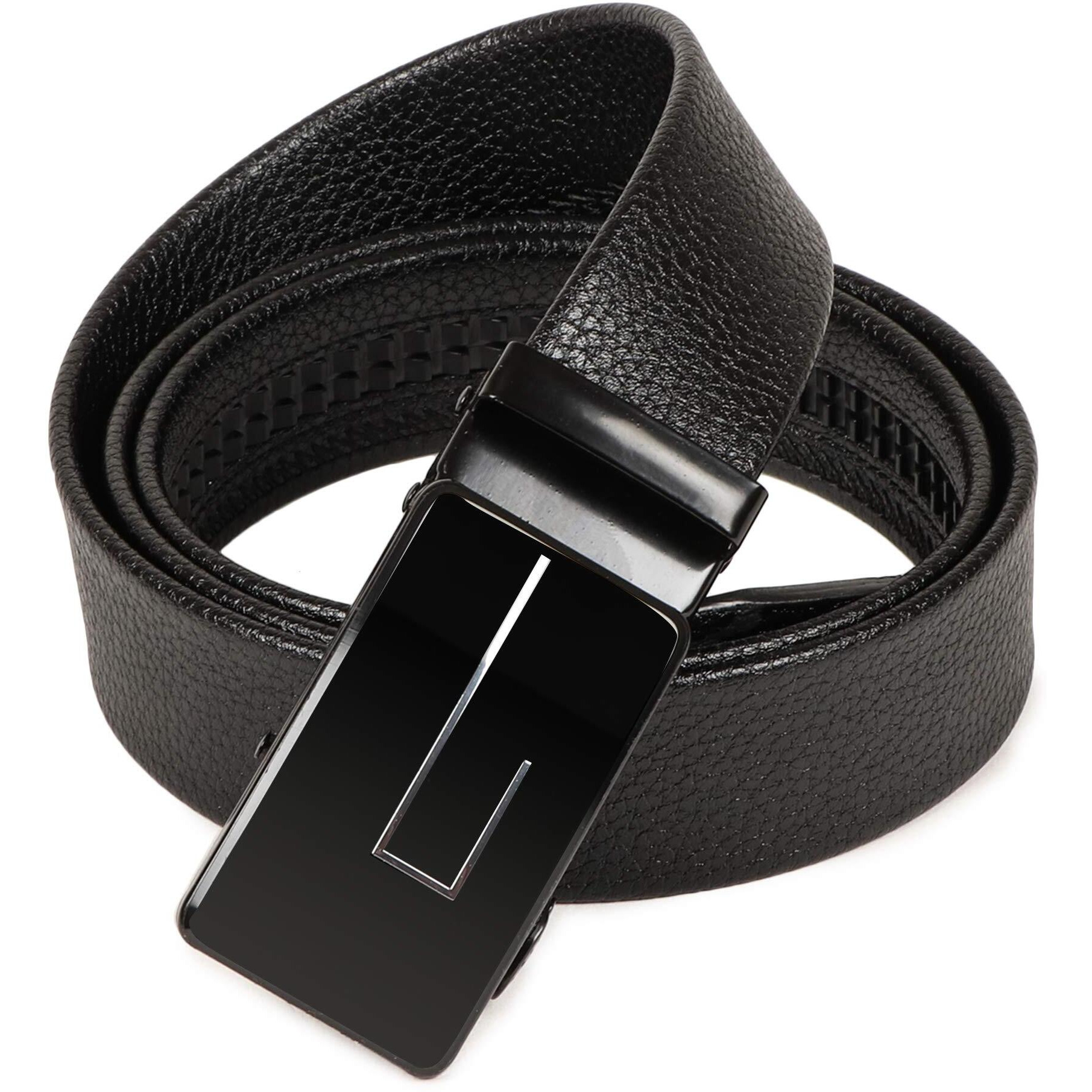 VOGARD Men s Vegan Leather Belt for Men | Formal & Casual | Autolock Buckle,Black | Fit all size upto 40 Inches Waist size (Black 03)