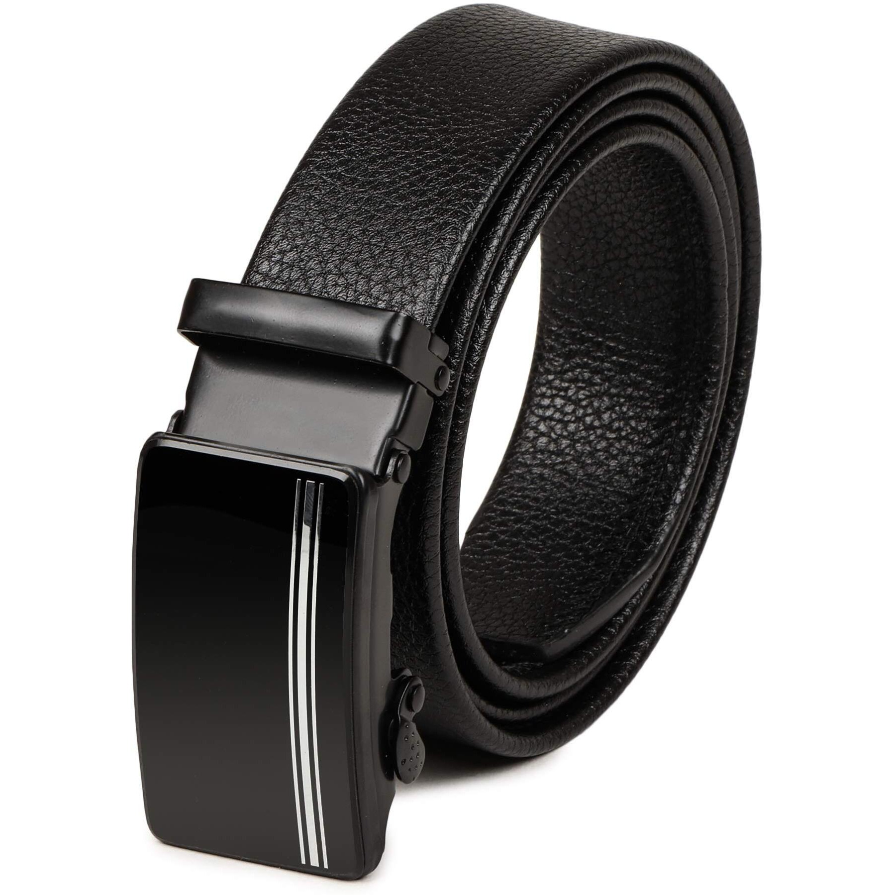 VOGARD Men s Vegan Leather Belt for Men | Formal & Casual | Autolock Buckle,Black | Fit all size upto 40 Inches Waist size (Black 12)