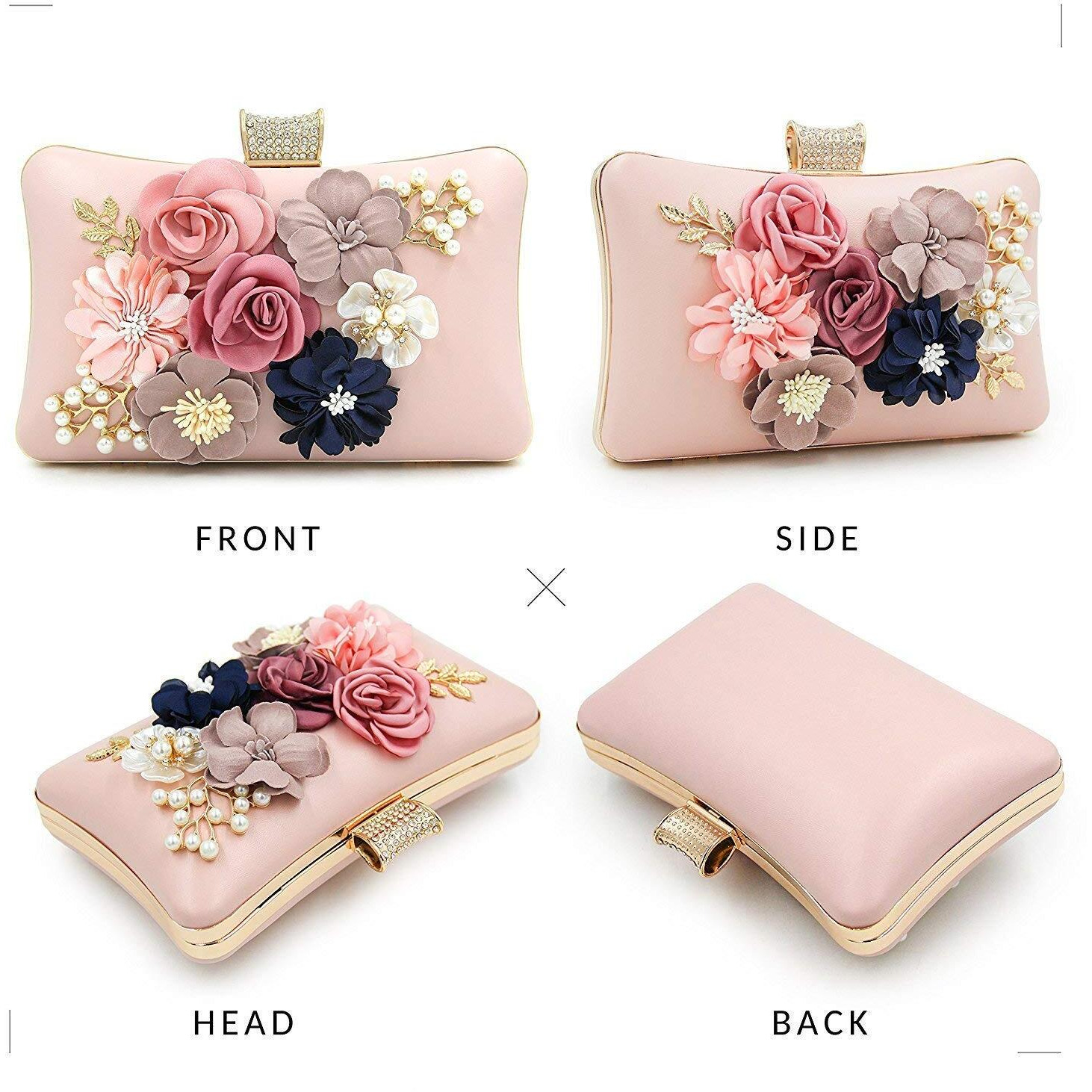 TOOBA Women s Beautiful Flower Box Clutch Bag | Detachable Chain Sling Strap| Ladies Purse Wallet