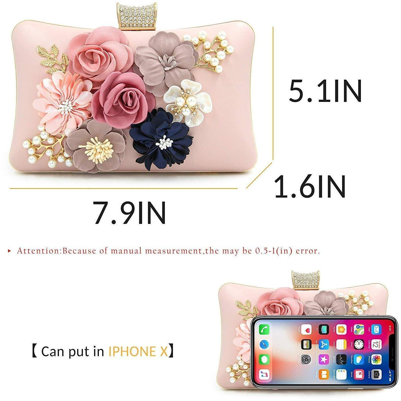 TOOBA Women s Beautiful Flower Box Clutch Bag | Detachable Chain Sling Strap| Ladies Purse Wallet