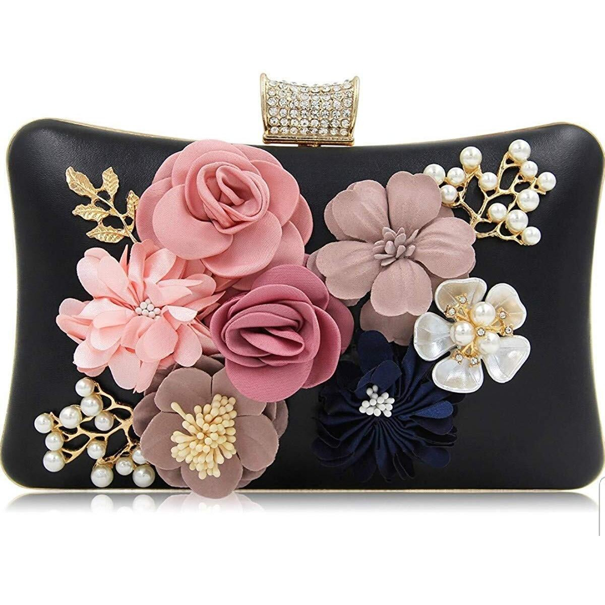 TOOBA Women s Beautiful Flower Box Clutch Bag | Detachable Chain Sling Strap| Ladies Purse Wallet