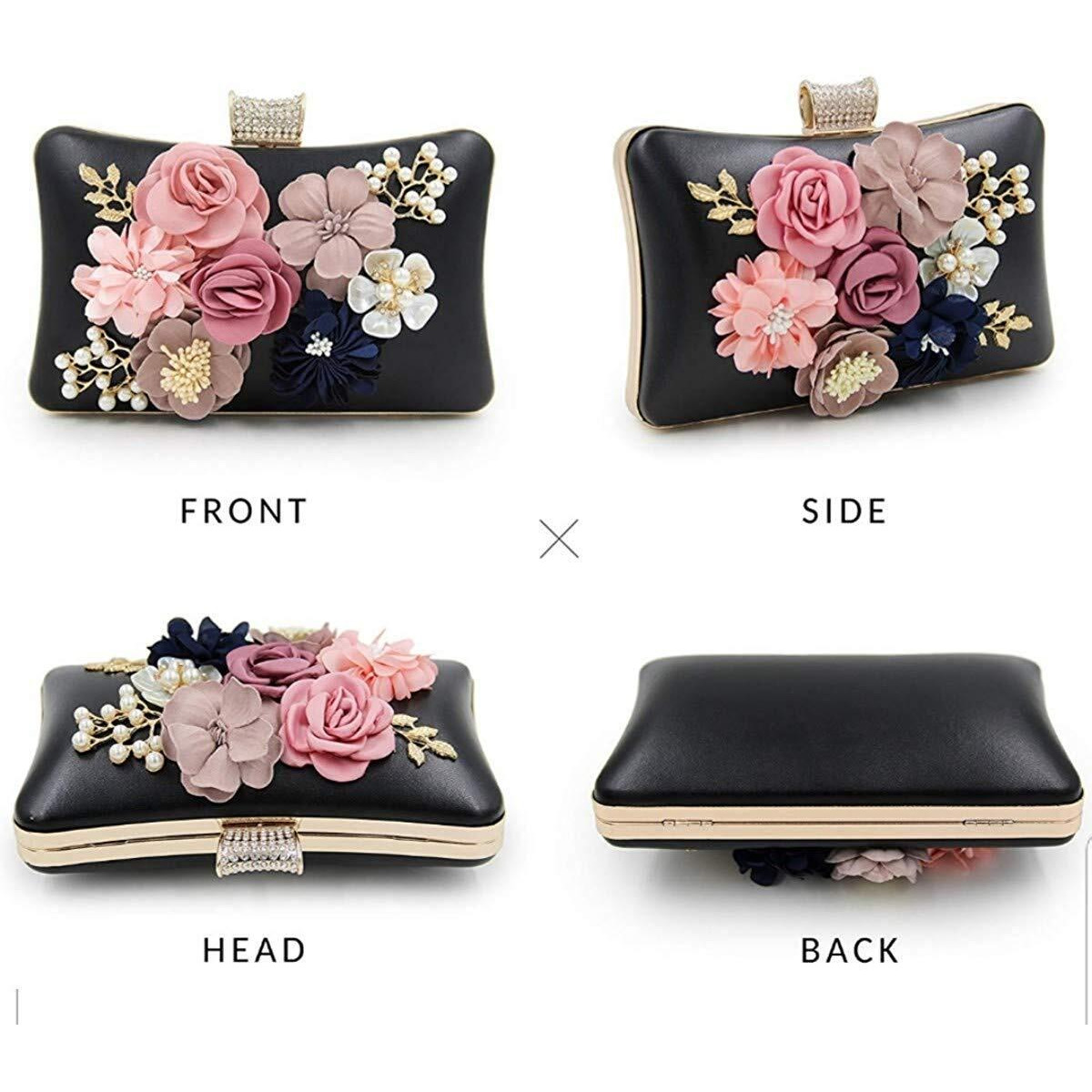 TOOBA Women s Beautiful Flower Box Clutch Bag | Detachable Chain Sling Strap| Ladies Purse Wallet
