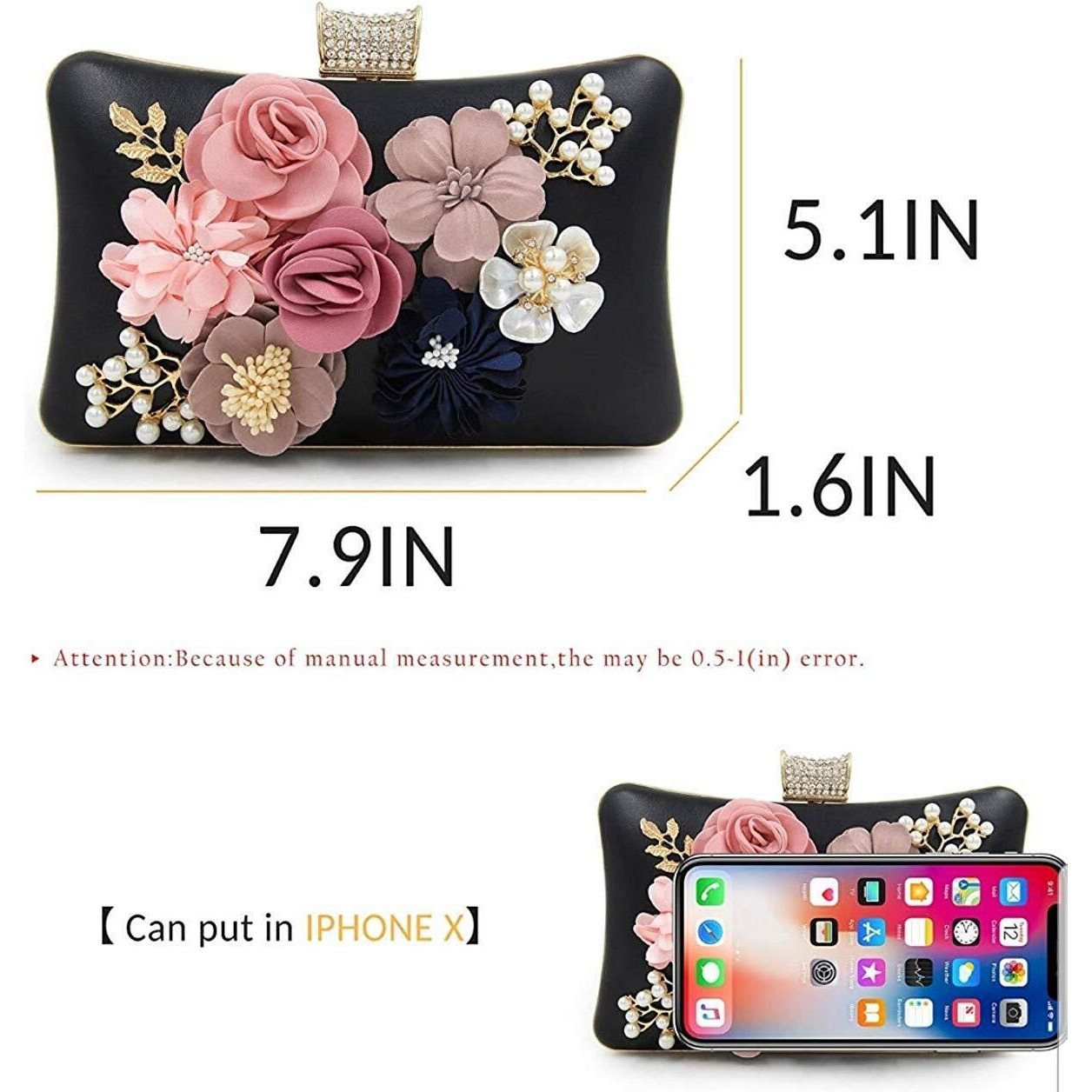 TOOBA Women s Beautiful Flower Box Clutch Bag | Detachable Chain Sling Strap| Ladies Purse Wallet