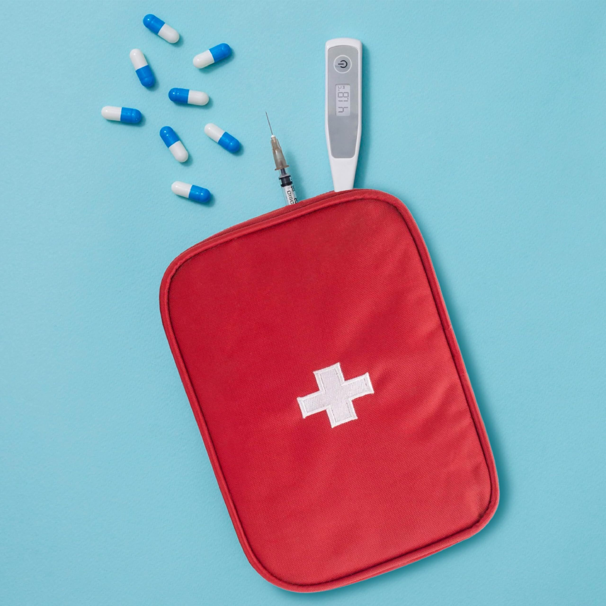 HomeStrap First Aid Kit Bag | Medicine Storage Box | Multi-Utility with Handle | Portable & Spacious Emergency Kit Organizer with Mesh Pouch & Elastic Loops | Perfect for Travel, Camping, Home