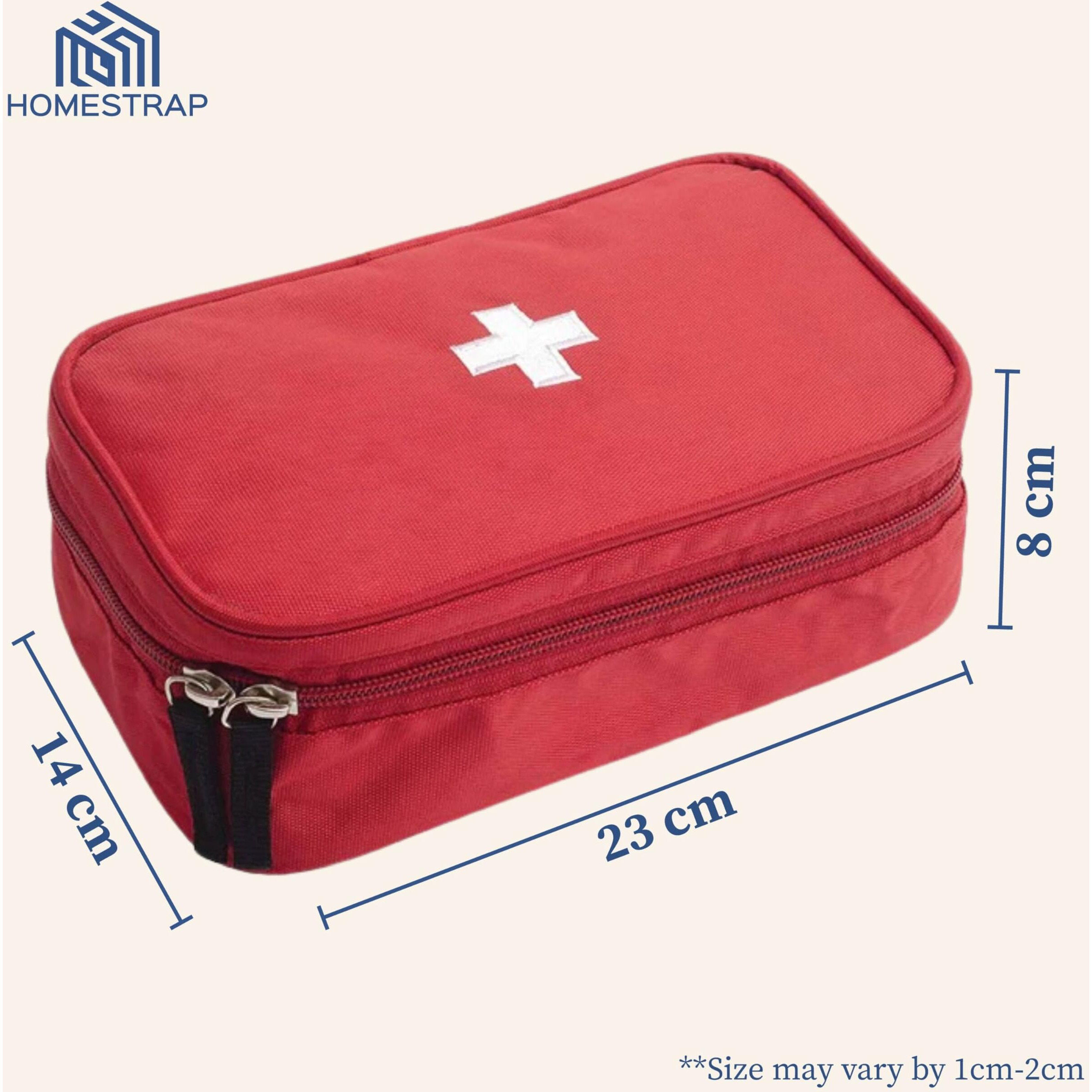 HomeStrap First Aid Kit Bag | Medicine Storage Box | Multi-Utility with Handle | Portable & Spacious Emergency Kit Organizer with Mesh Pouch & Elastic Loops | Perfect for Travel, Camping, Home