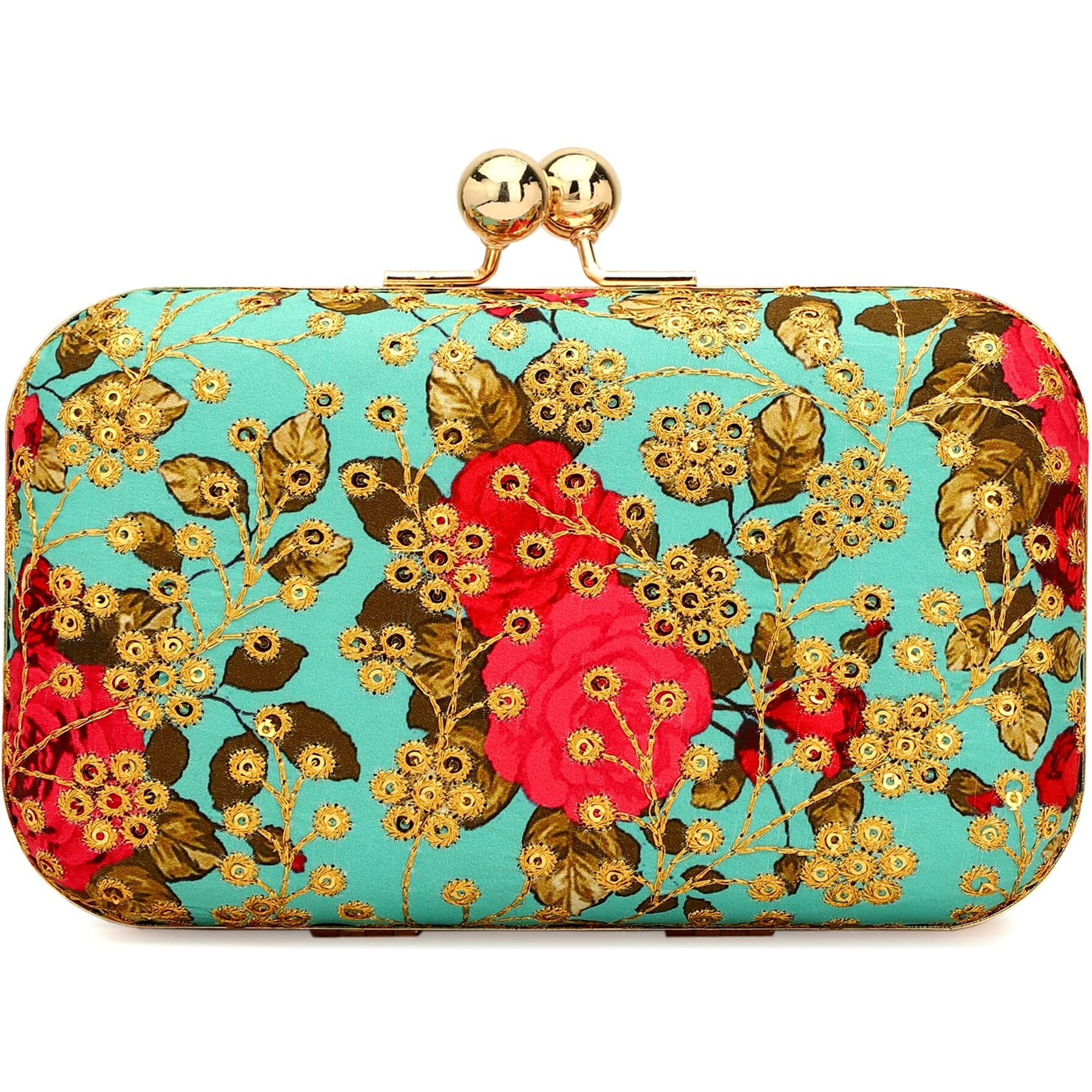 TOOBA Handicraft Hand Embroidered Box Clutch Bag Purse for Bridal, Casual, Wedding Bag for Women & Girls