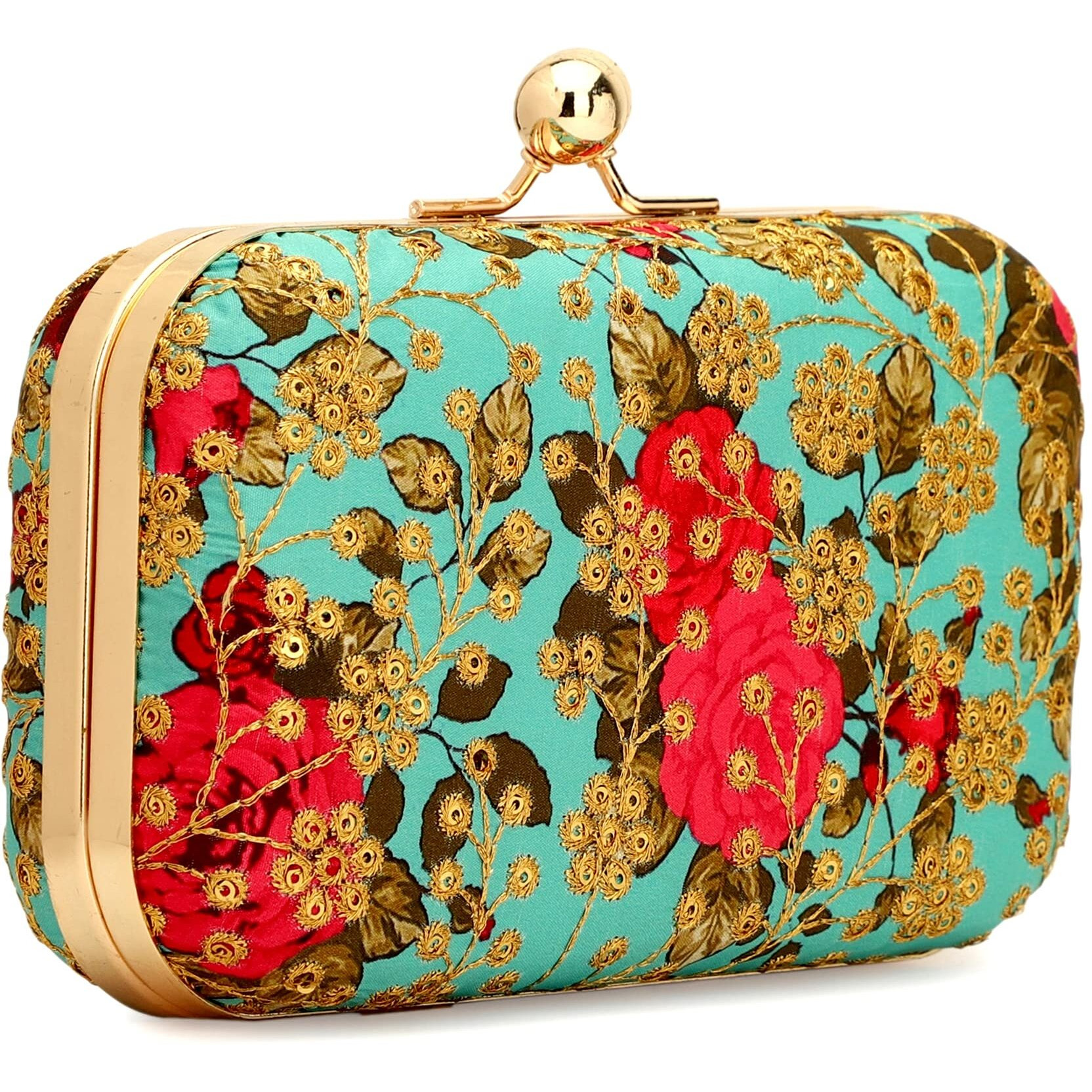 TOOBA Handicraft Hand Embroidered Box Clutch Bag Purse for Bridal, Casual, Wedding Bag for Women & Girls
