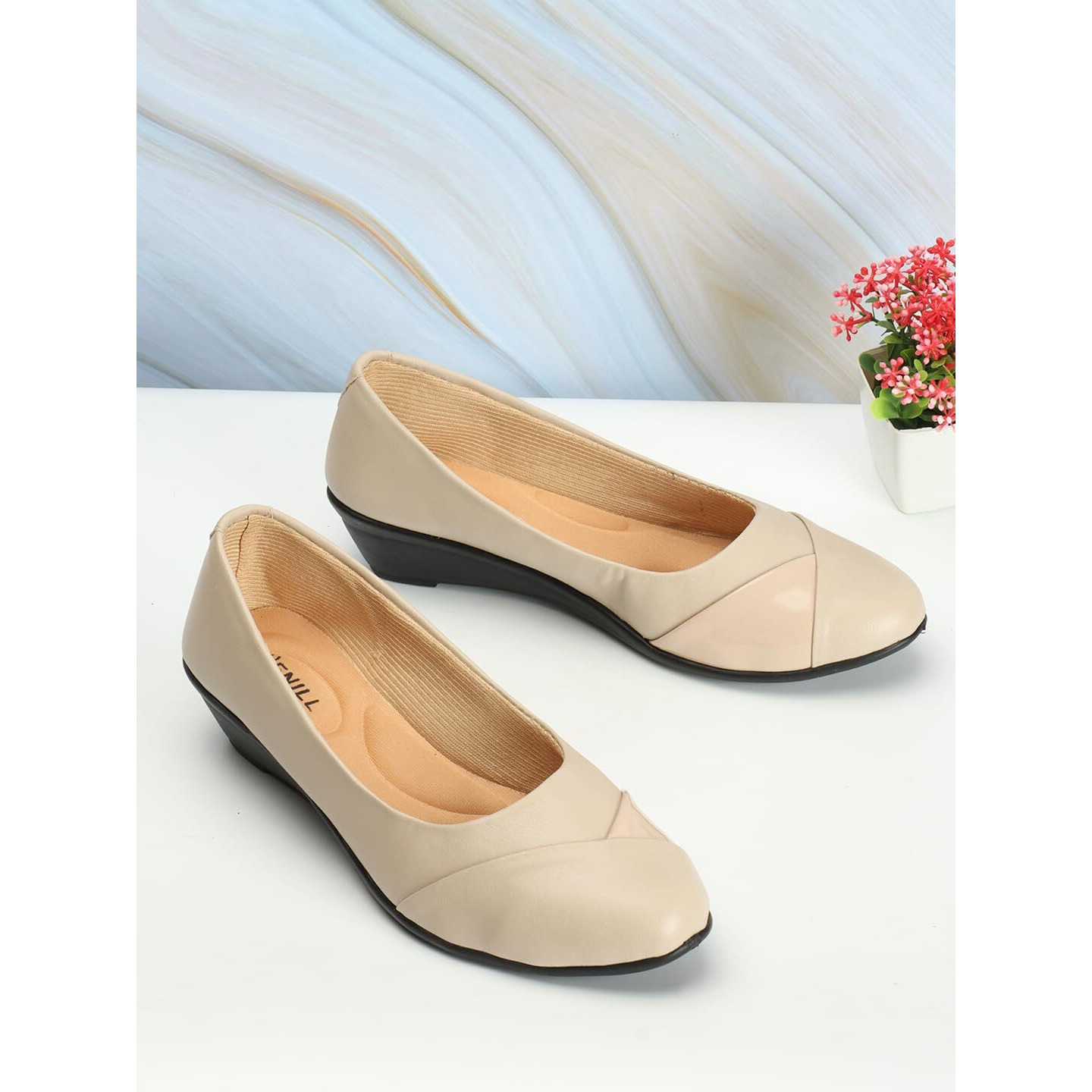 Denill Womens Beige Ballet Flat 8 UK