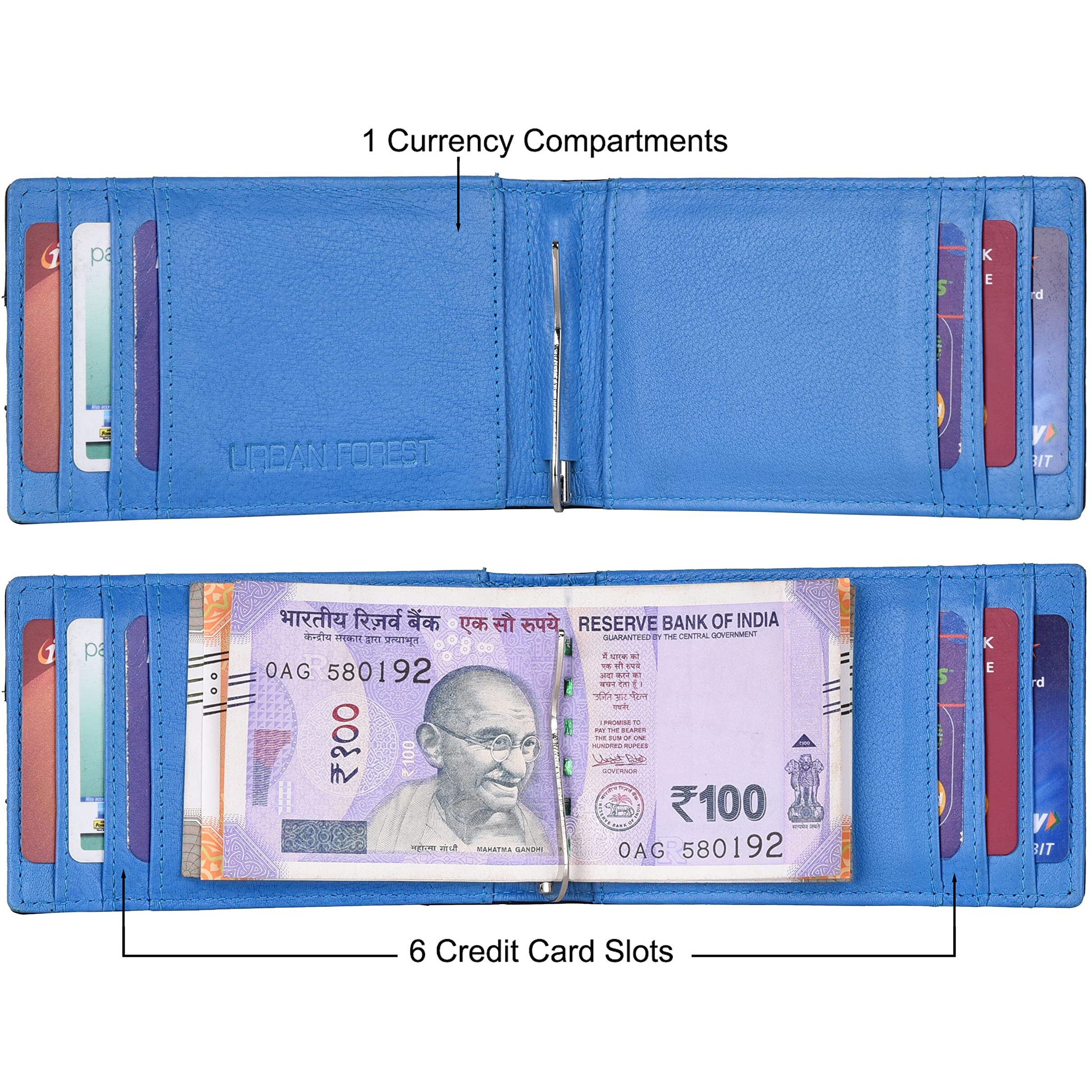URBAN FOREST Eddy Blueberry/Blue Leather Wallet for Men