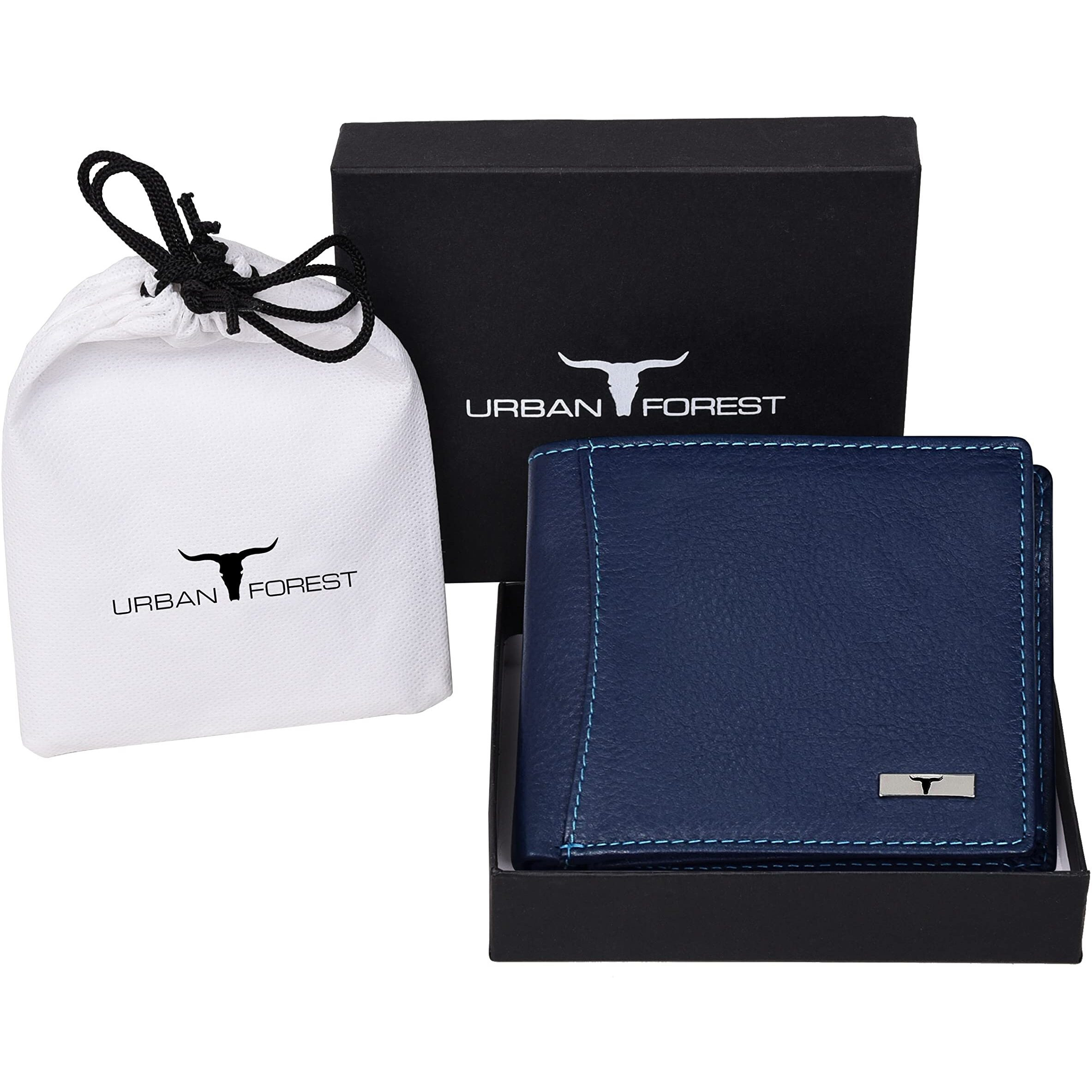 URBAN FOREST Oliver Blue Leather Wallet & Blue Card Holder Set for Men