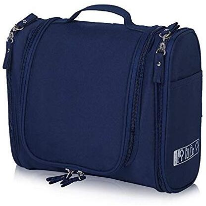 PETRICE Multifunctional Travel Pouch Bag Extra Large Makeup Organiser with Hook (Navy Blue) 23.11x10.41x20.57 cm