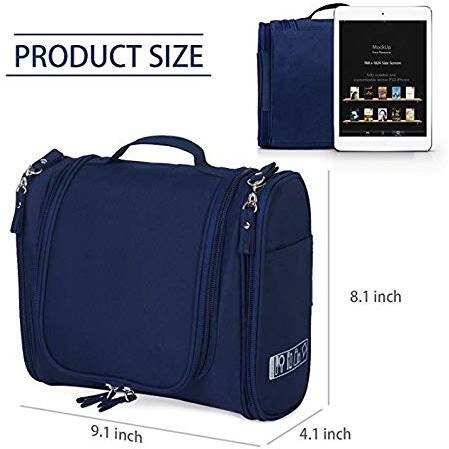 PETRICE Multifunctional Travel Pouch Bag Extra Large Makeup Organiser with Hook (Navy Blue) 23.11x10.41x20.57 cm