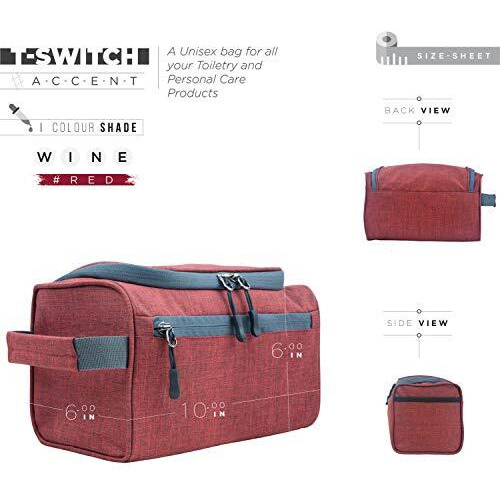FATMUG 6 Cms Travel Toiletry Organizer Hanging Dopp Kit for Men, Cosmetics Pouch for Women - Maroon