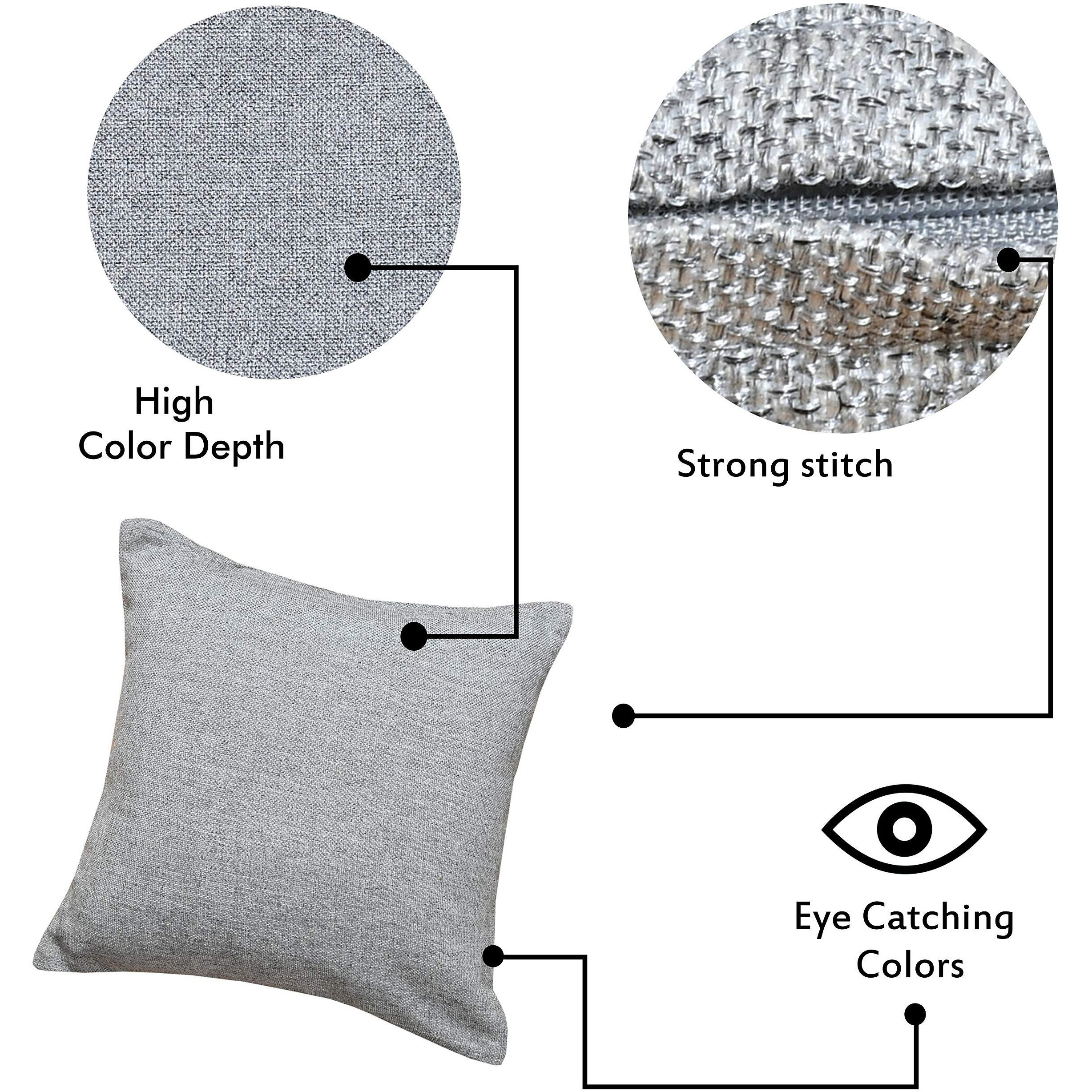 Yellow Weaves Jute Texture Cushion Covers, 16 X 16 Inches, Multicolour, Set of 5, 250 TC