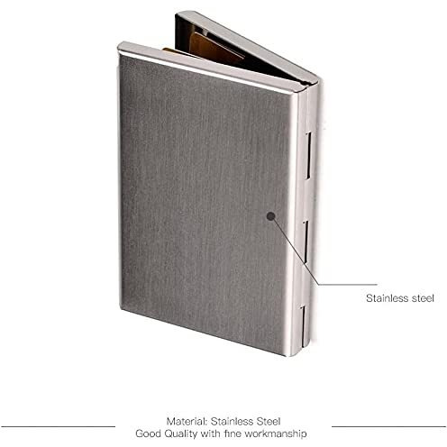 OFIXO 6 Slots Credit Card Holder RFID Protected Stainless Steel Credit Card Wallet Slim Metal Credit Card Case for Men and Women (Matt-Silver)