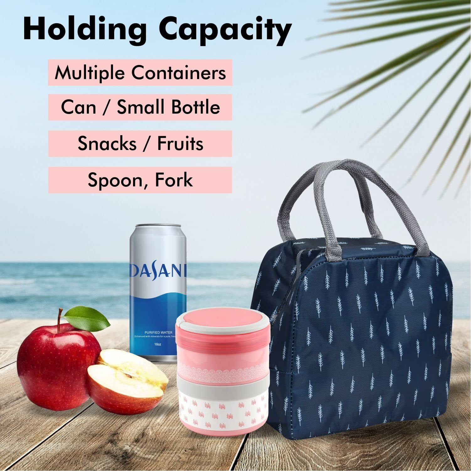 Yellow Weaves Insulated Travel Lunch/Tiffin/Storage Bag For Office, College & School Polyester, Regular Size (Blue), 8 Liter
