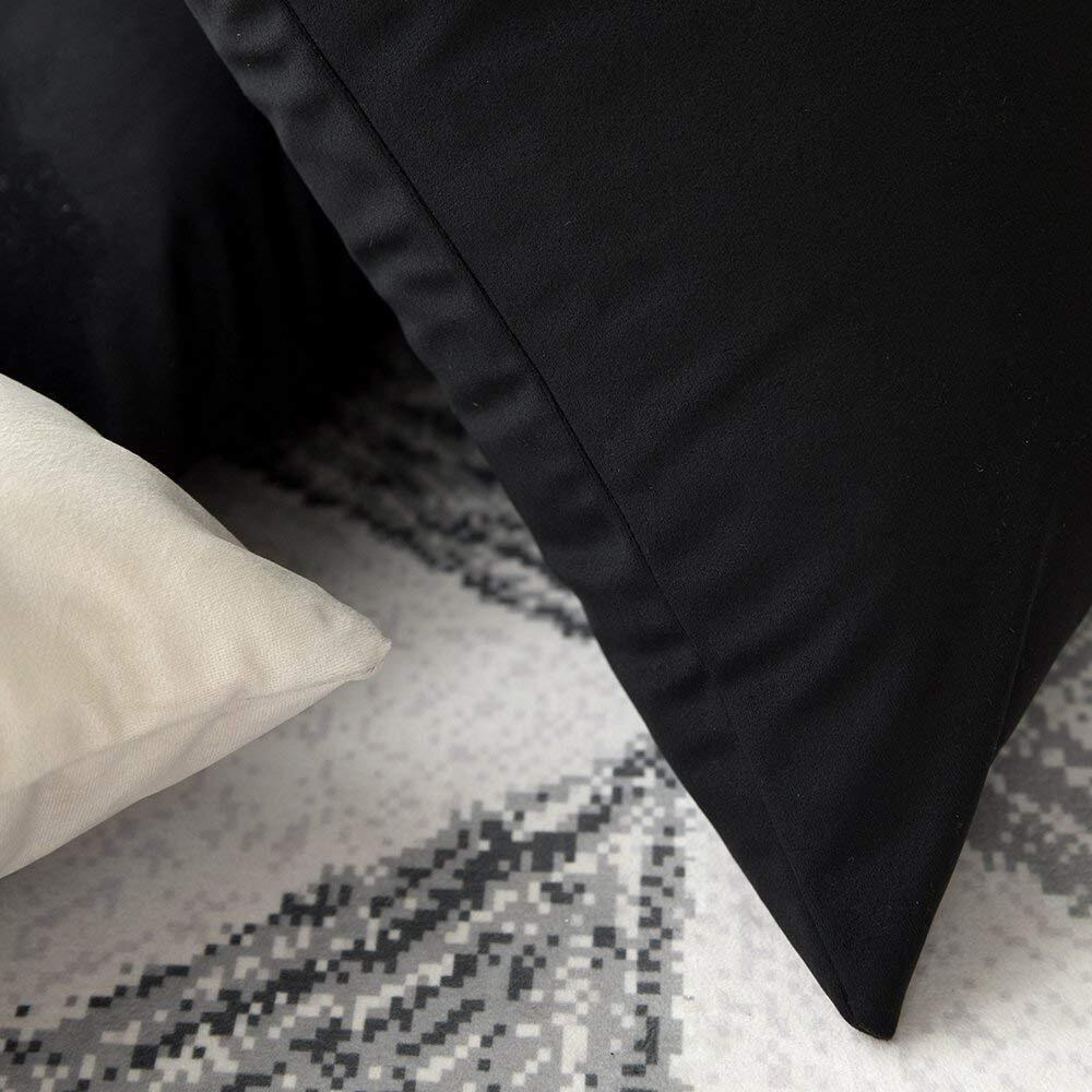 Khooti Velvet Cushion Cover, 28x28 (Black)(Pack of 1)