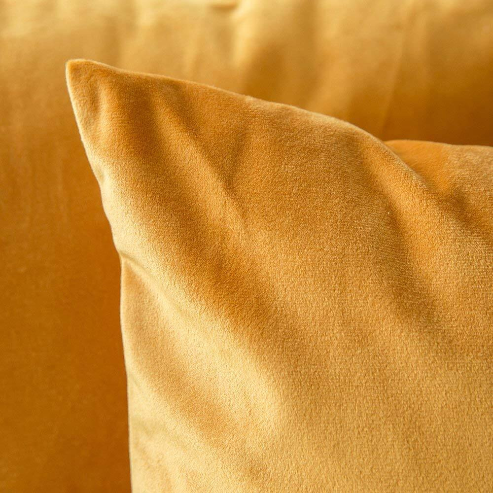 Khooti Velvet Cushion Cover, 10x10 (Gold)(Pack of 2)