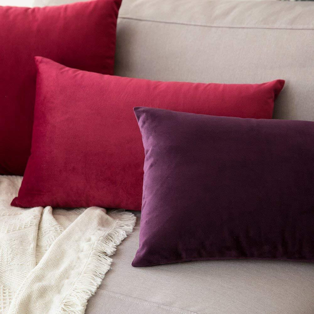 Khooti Velvet Cushion Cover, 10x10 (Wine)(Pack of 3)