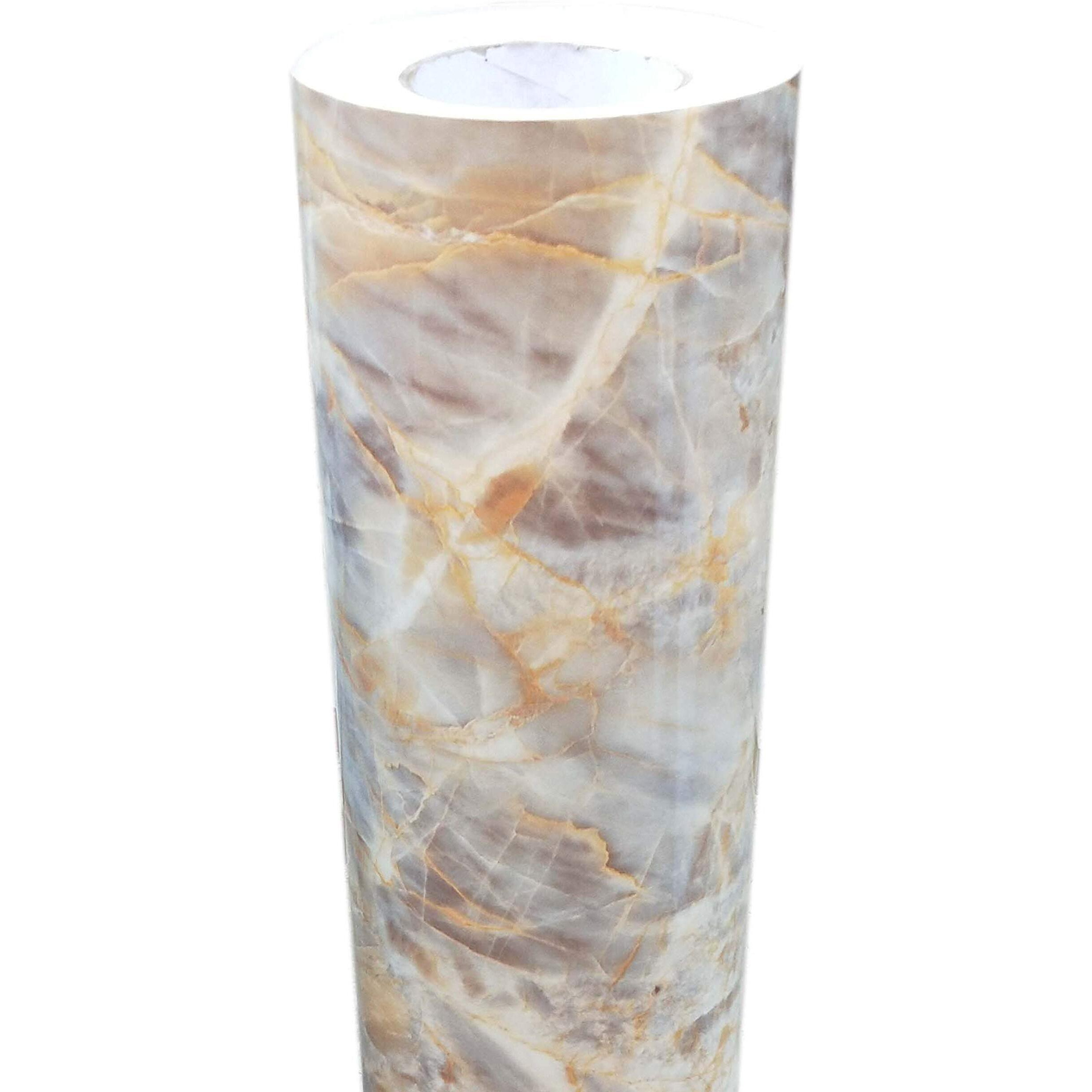 ELTON DIY High Gloss Pearl Marble Wallpaper, 16 x 96 Inch