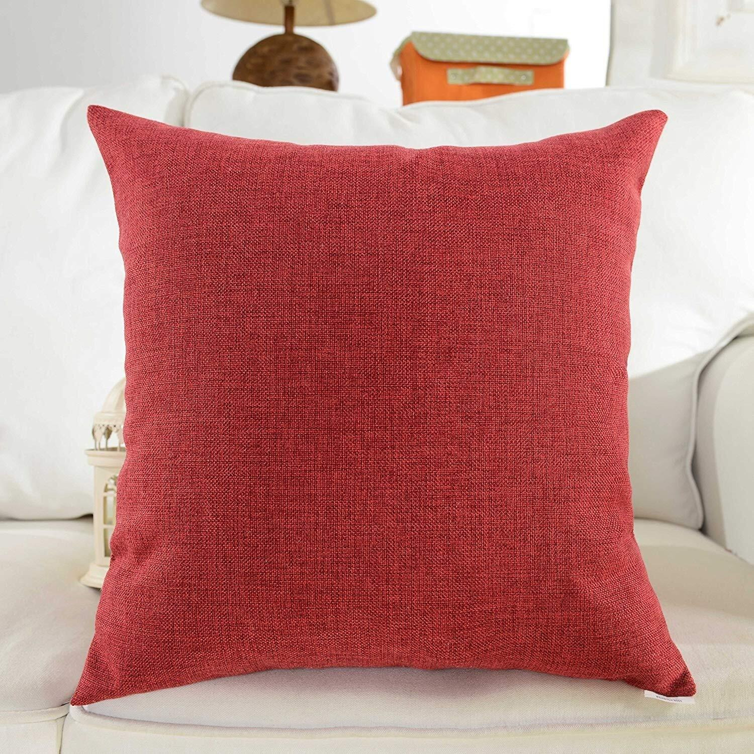 Khooti Jute Cushion Cover, 10x10 (Red)(Pack of 4)